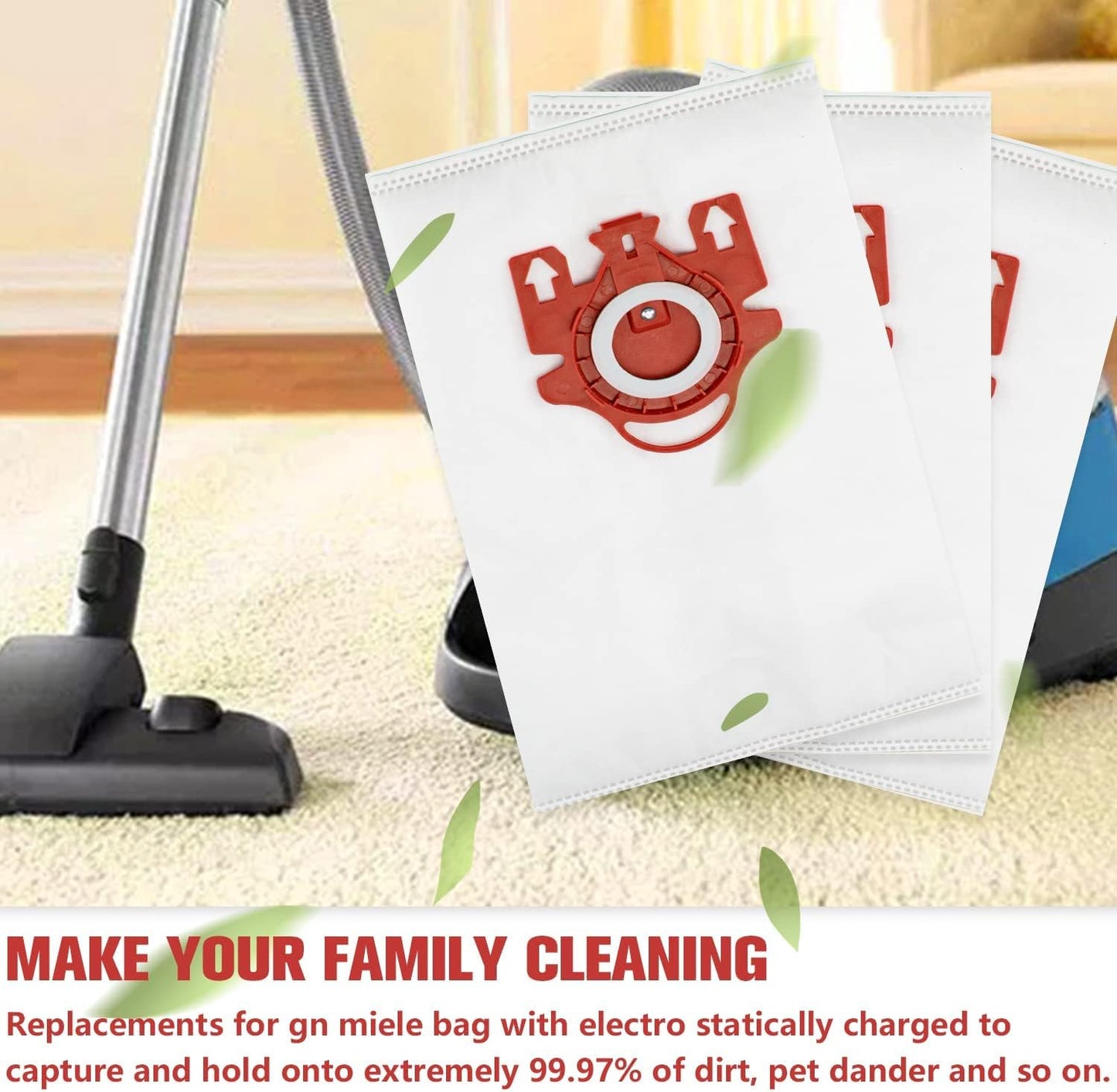 Miele 3D Airclean Dust Bags - Replacement for FJM Vacuum Models | Pack of 10 with Filters
