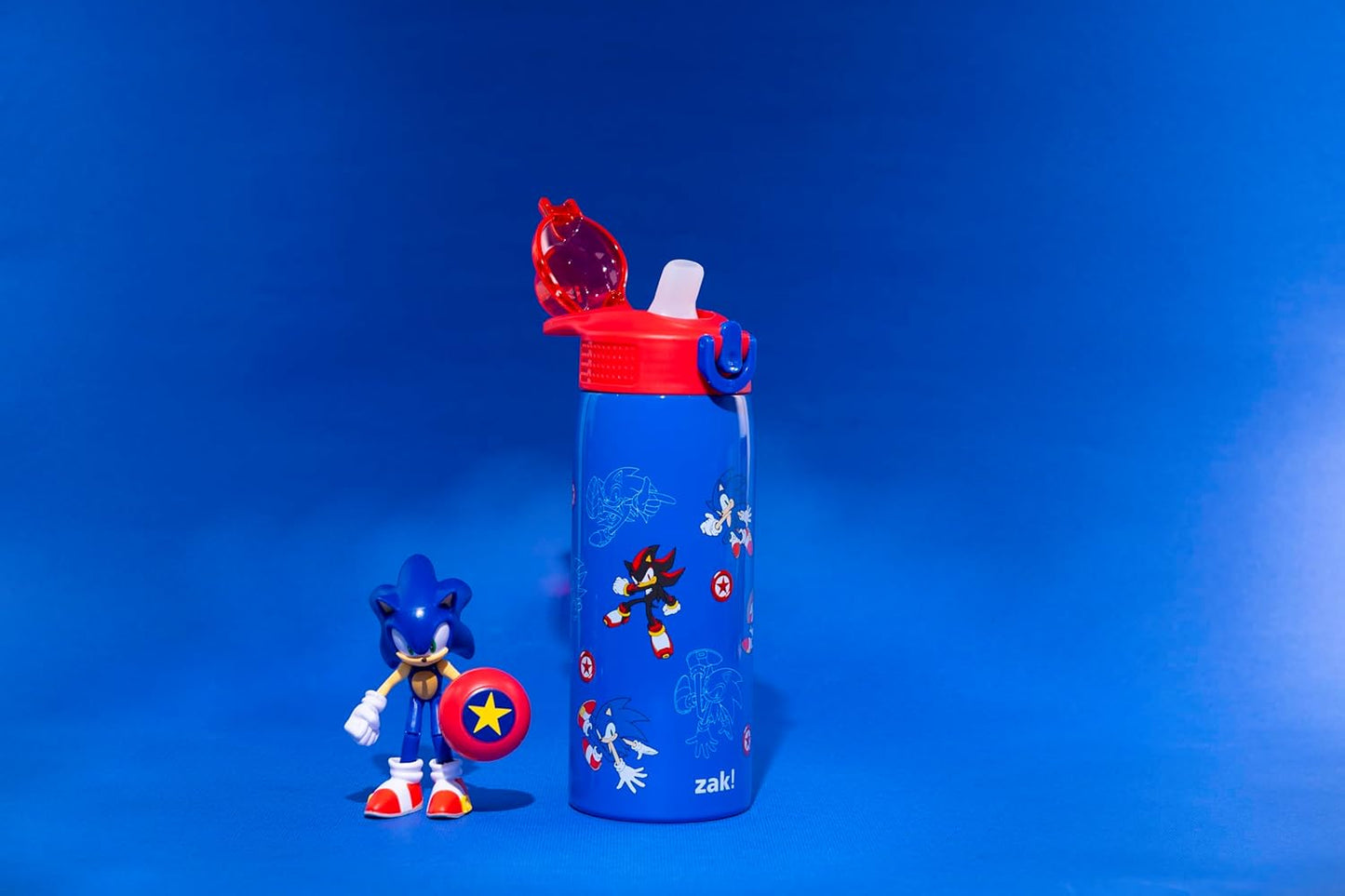Zak Designs Sonic the Hedgehog Kids Water Bottle - 19oz Stainless Steel, Leak-Proof With Straw & Handle