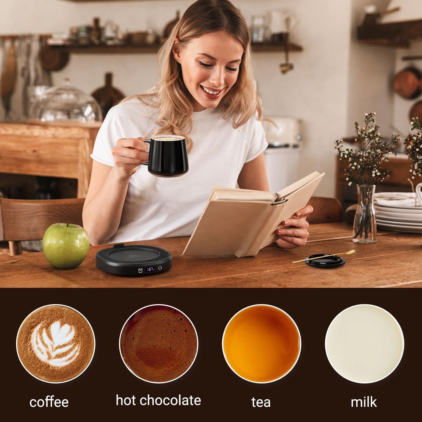 Coffee Mug Warmer & You are Awesome Mug Set, Electric Cup Warmer for Desk, Beverage Warmer with 4 Temperature Setting, 8-Hours Auto Shut Off