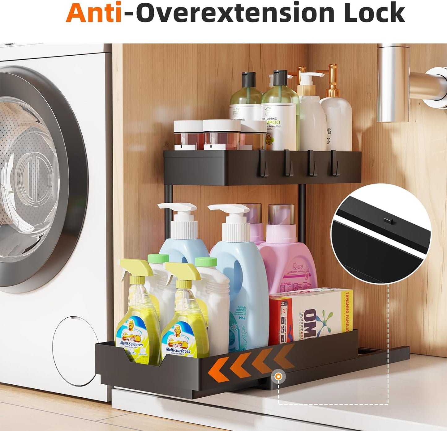 Simple Trending Under Sink Organizer - 2-Tier Sliding Storage Cabinet for Kitchen & Bathroom | Black
