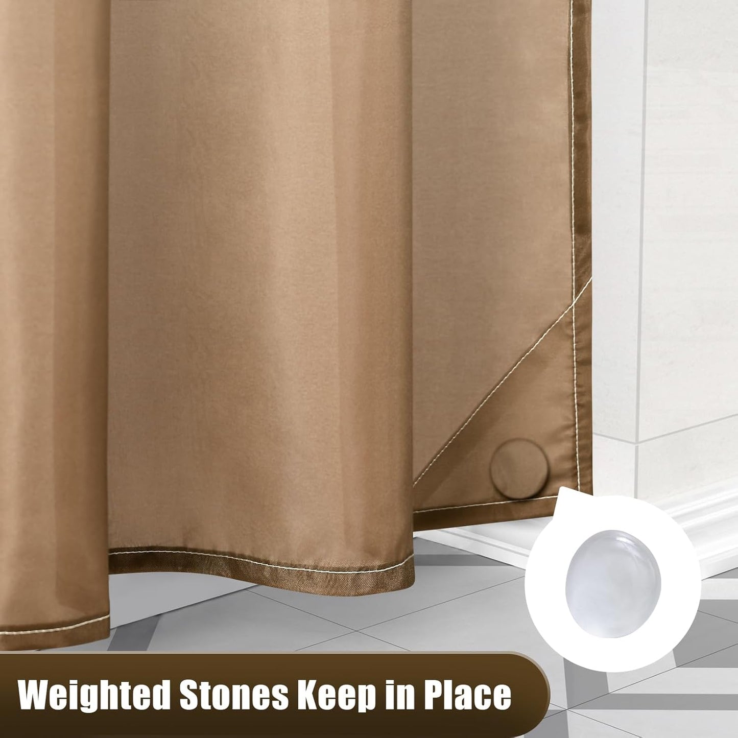 OLANLY Luxury Ombre Shower Curtain Set - Waterproof & Washable Beige/White | 72x72 Inches with 12 Hooks