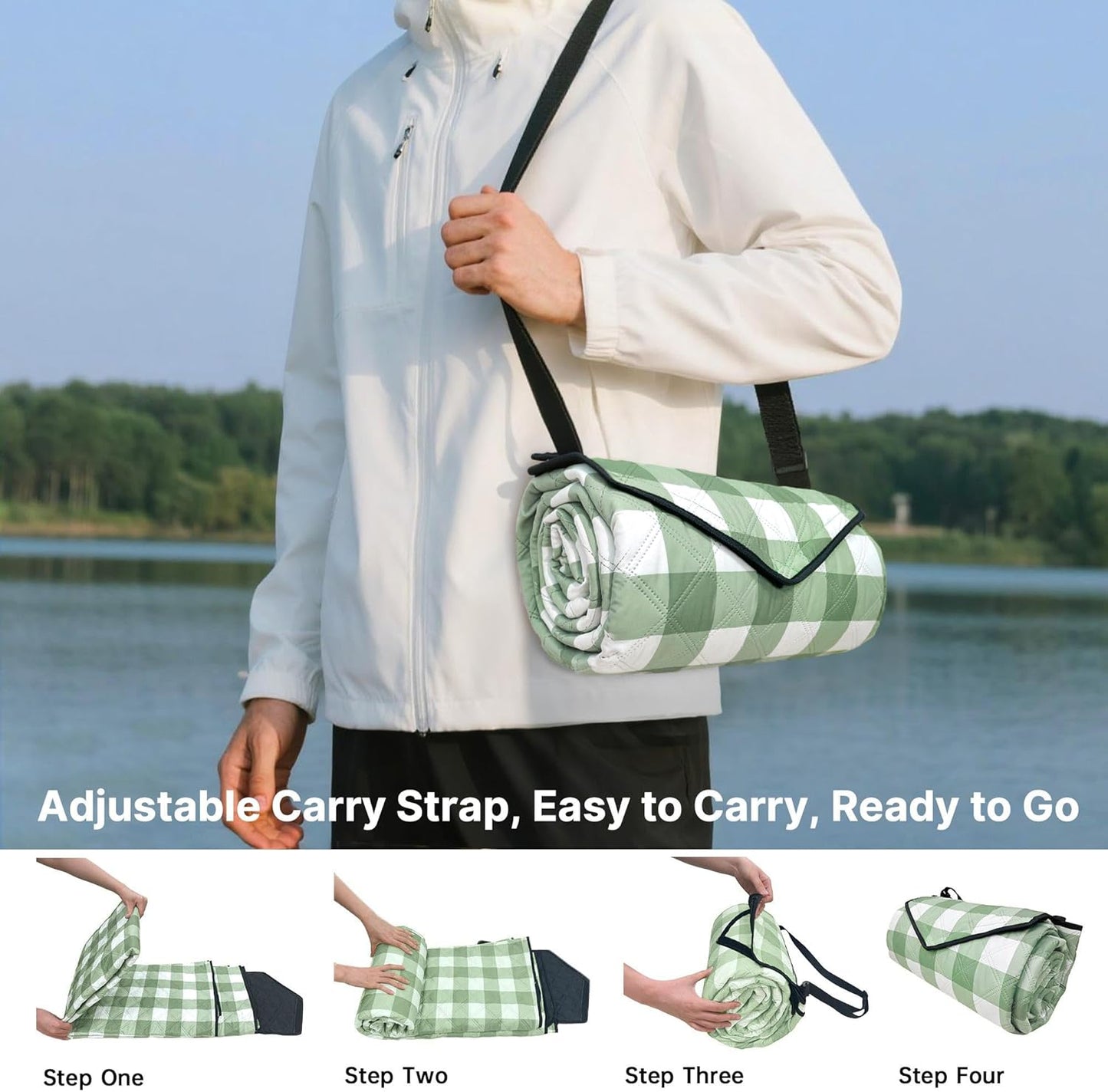 TigeJoy Extra Large Waterproof Picnic Blanket - Foldable 80''x80'' Sandproof Mat for Outdoor Adventures