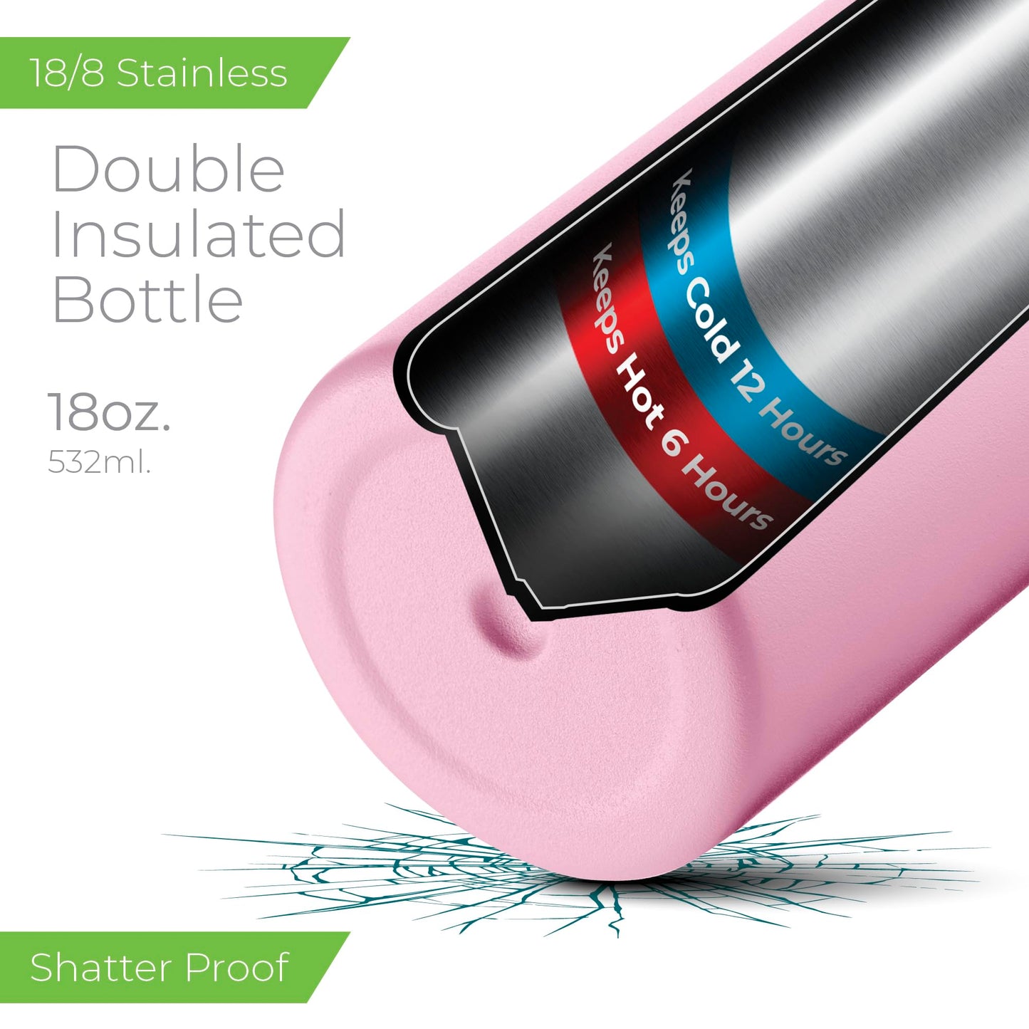 SIPX™ 18 oz Slim Insulated Tumbler with Lid & Straw – Vacuum Insulated Stainless Steel, Leakproof, Cupholder Friendly – Perfect for Iced Coffee, Water & Travel – Pink