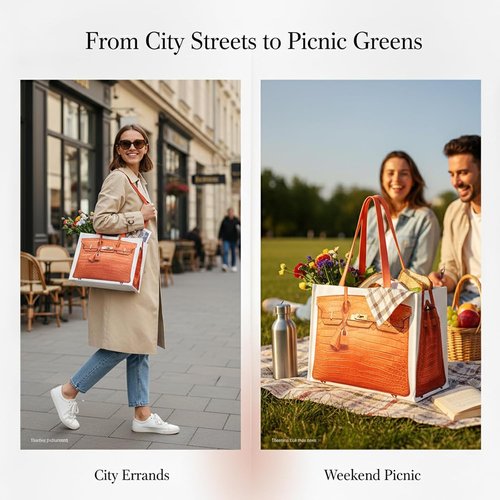 Chic Canvas Tote - Luxury-Inspired Print | Stylish Foldable Everyday Carryall for Women