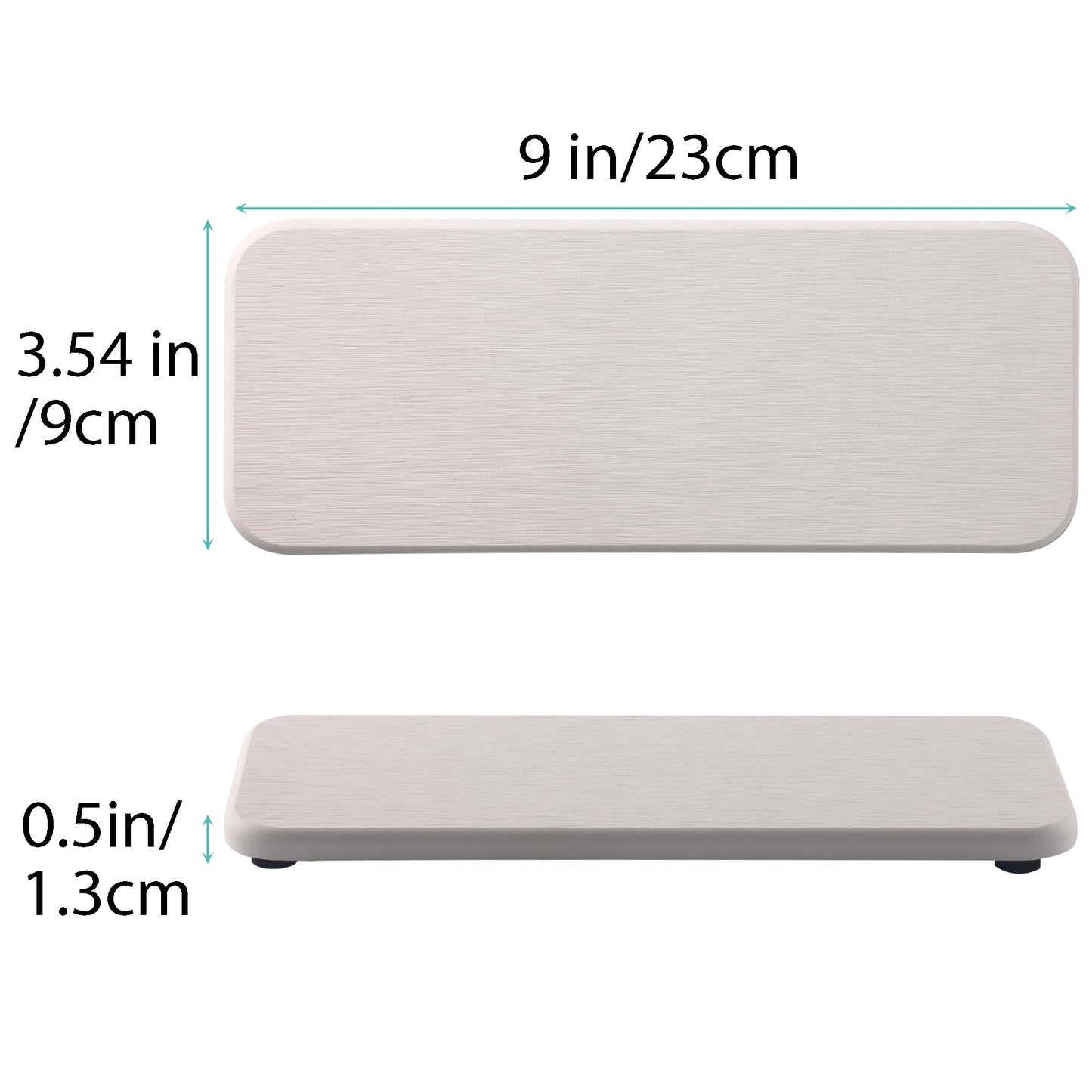 NiuYichee 2 Pcs Water Absorbing Stone Trays, Kitchen/Bathroom Sink Soap Dish, Diatomite Tray Used for Hand Soap & Cosmetic Bottles in The Modern Home, 3.54" W x 9" L, White