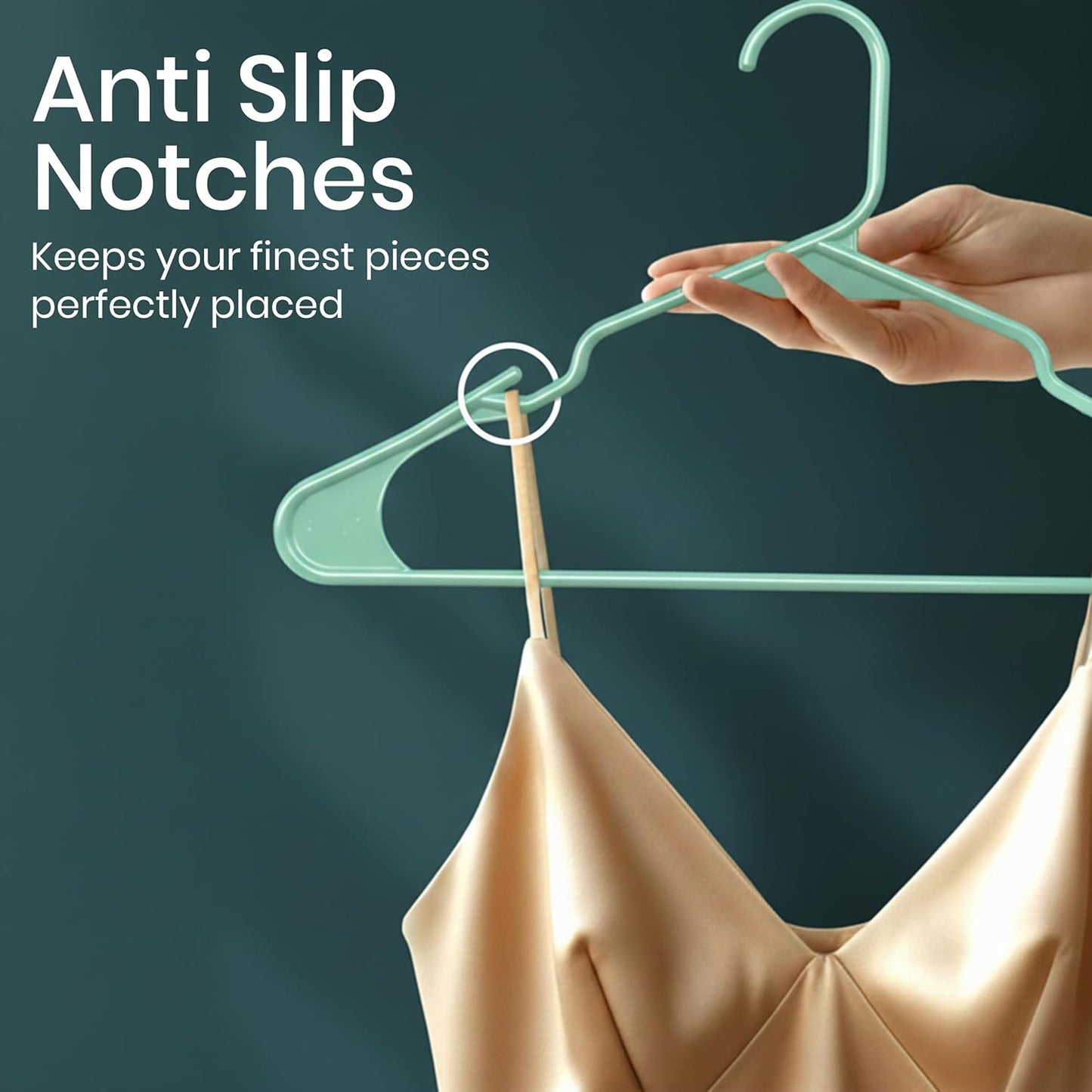 Utopia Home Plastic Hangers - Space-Saving Clothes Hangers with Built-In Strap Hooks | 50 Pack in Aqua