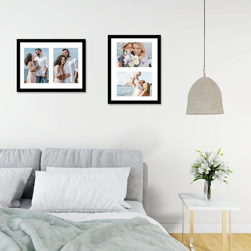 JCJMY Double Collage Picture Frame - Display 2 Photos (5x7) or 1 Picture (8.5x11) | Lightweight Black Frame for Wall or Tabletop