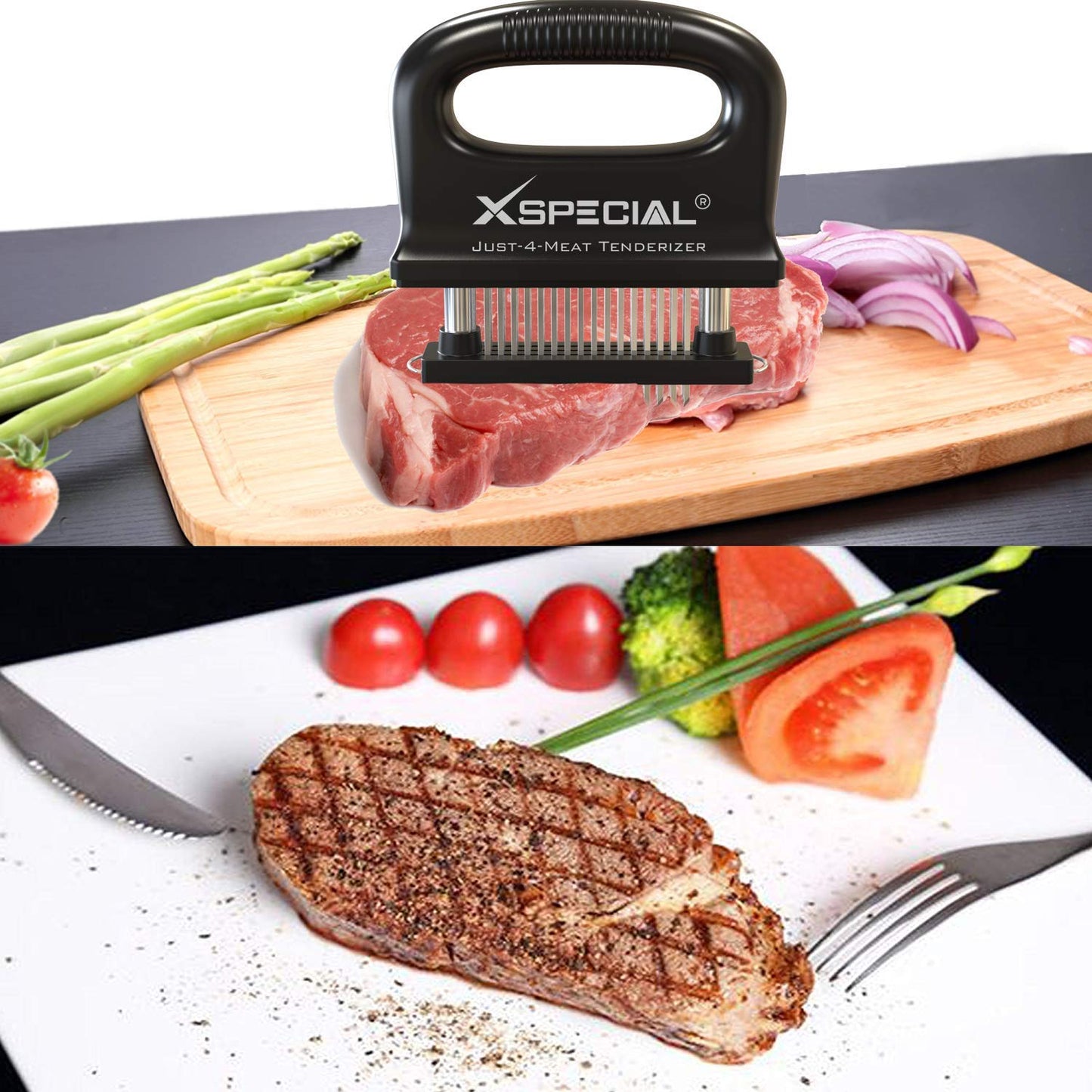 Meat Tenderizer Tool - 48 Blade Stainless Steel Needle Tenderizer for Steaks, Chicken, Pork - Heavy Duty Kitchen Tenderizing Tool - Dishwasher Safe