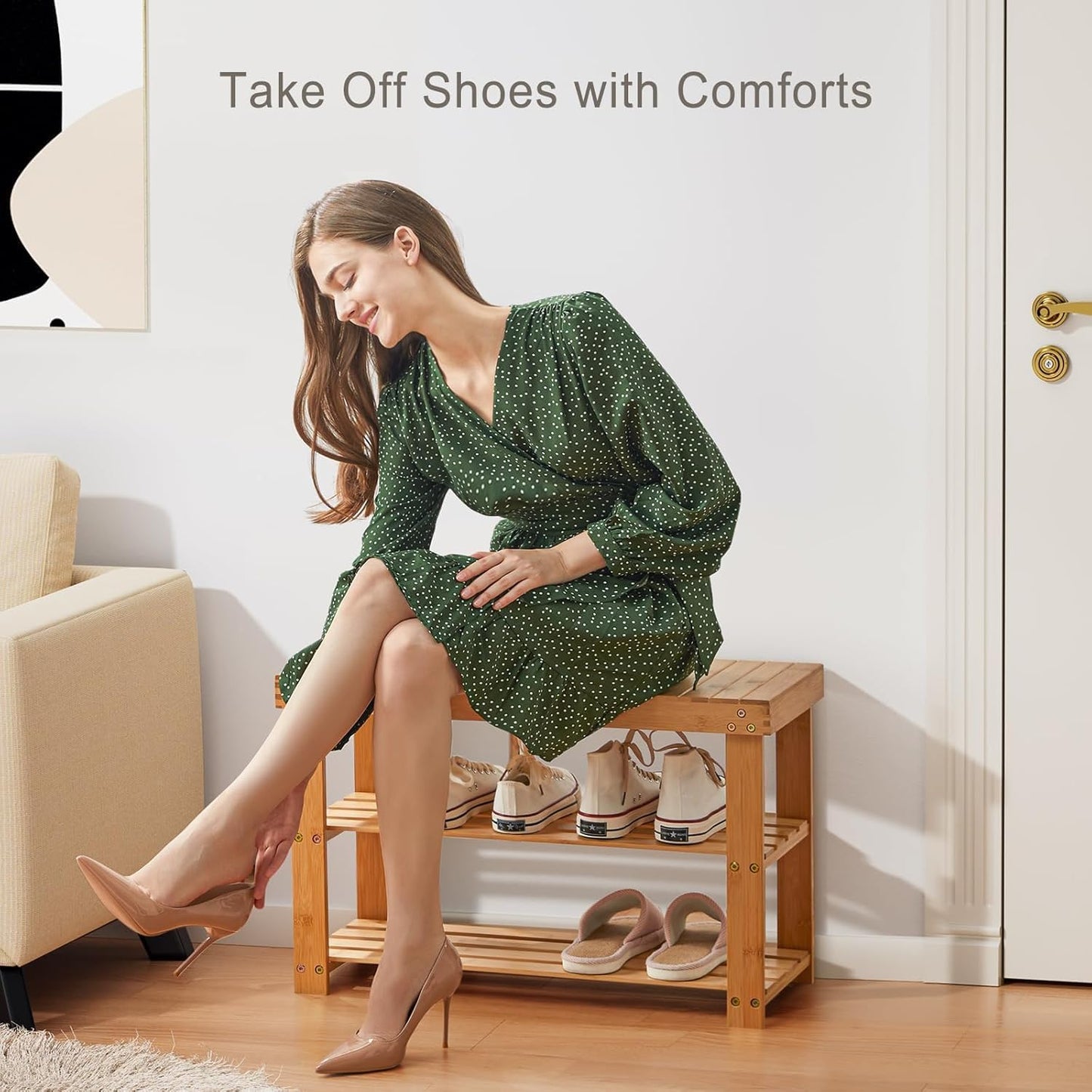 Pipishell 3-Tier Bamboo Shoe Rack Bench - Sturdy Organizer Holds Up to 300lbs | Ideal for Entryway & Living Room