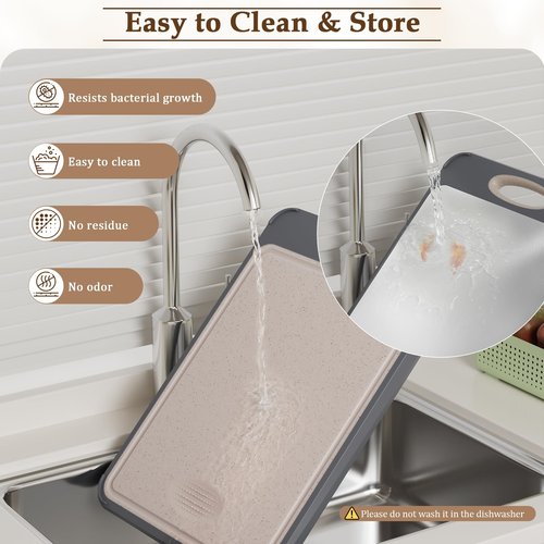 GUANCI Cutting Board for Kitchen, Stainless Steel Cutting Board Double Sided for Chopping Meat/Vegetables, Stainless Steel/Wheat Straw PP, Kitchen Gifts Easy to Clean Large 16”×11”