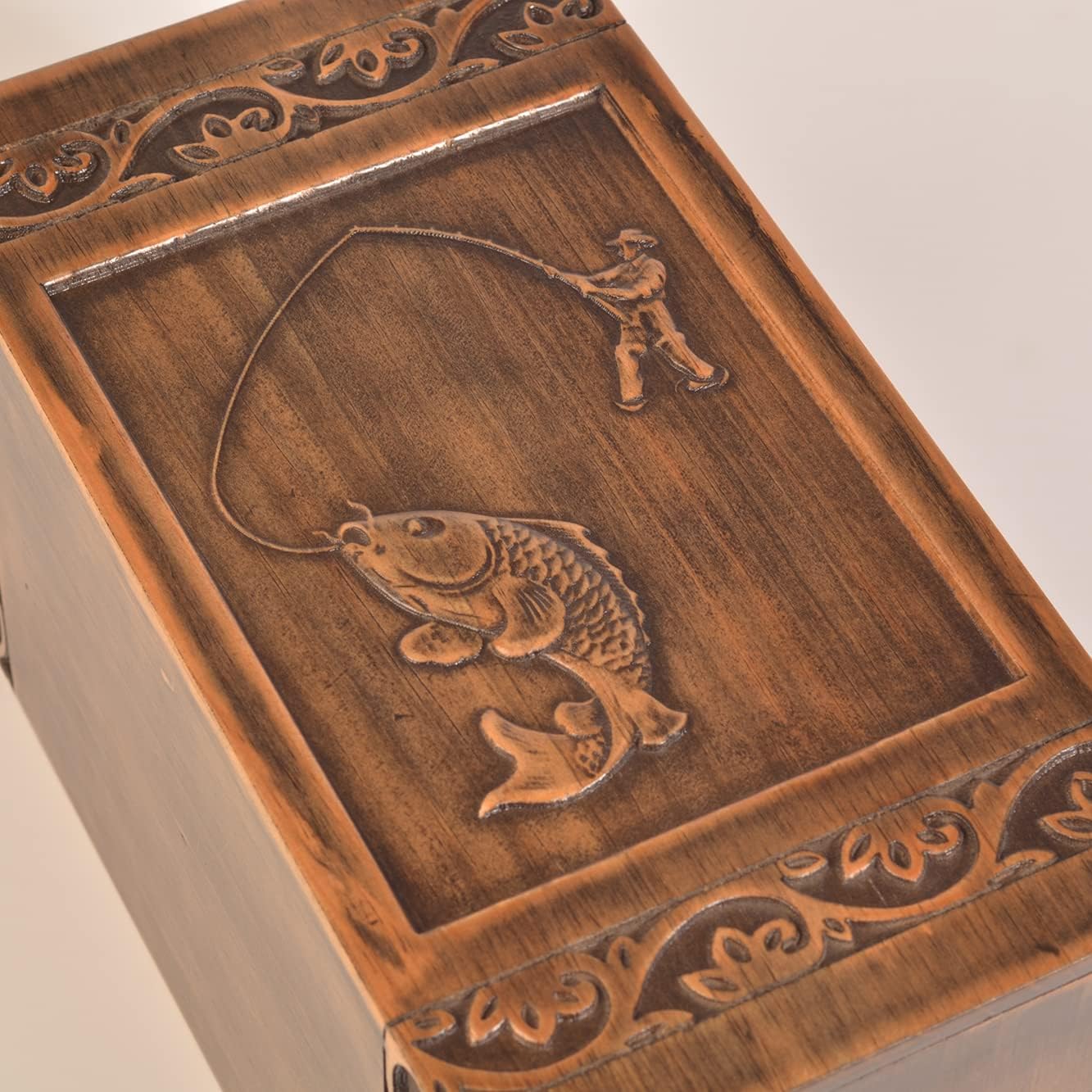 Handmade Wooden Engraved Urn for Human Ashes Adult Male Female Satin Bag Cremation urns Box (Butterfly(250lbs))