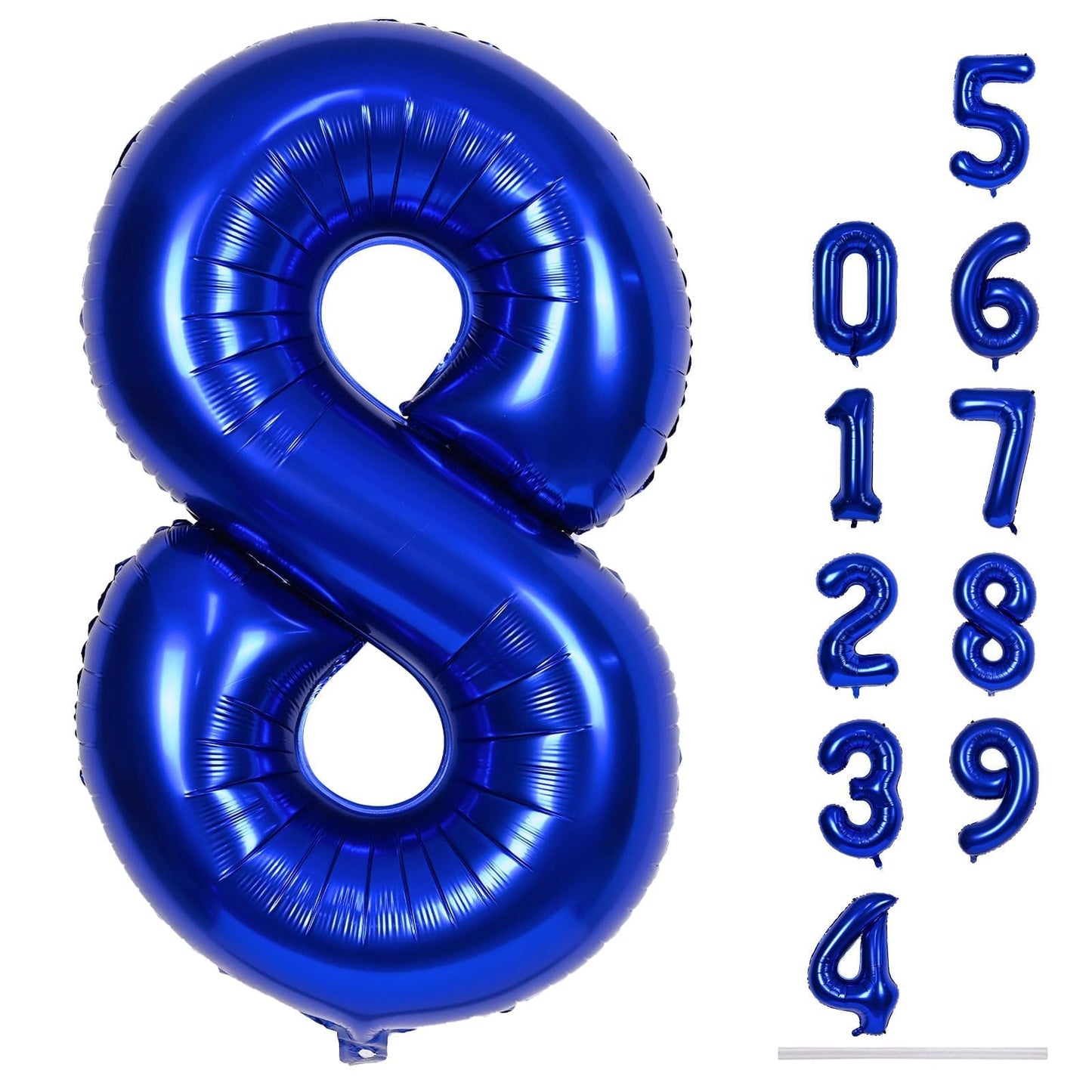 Navy Bluen Balloon Number 8, 40 Inch Large Self Inflating Royal Blue Foil Number Balloons 0-9, Dark Blue Digital 8 Helium Balloon for 8th Boys Men Birthday Party Anniversary Decorations