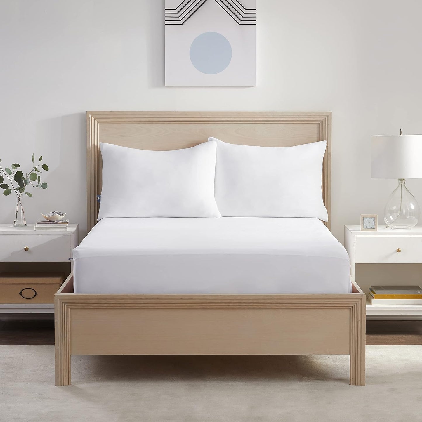 Serta Power Chill California King Size Waterproof Mattress Cover, Soft and Breathable Cooling Mattress Protector, 15" Elastic Deep Pocket for Secure Fit, White