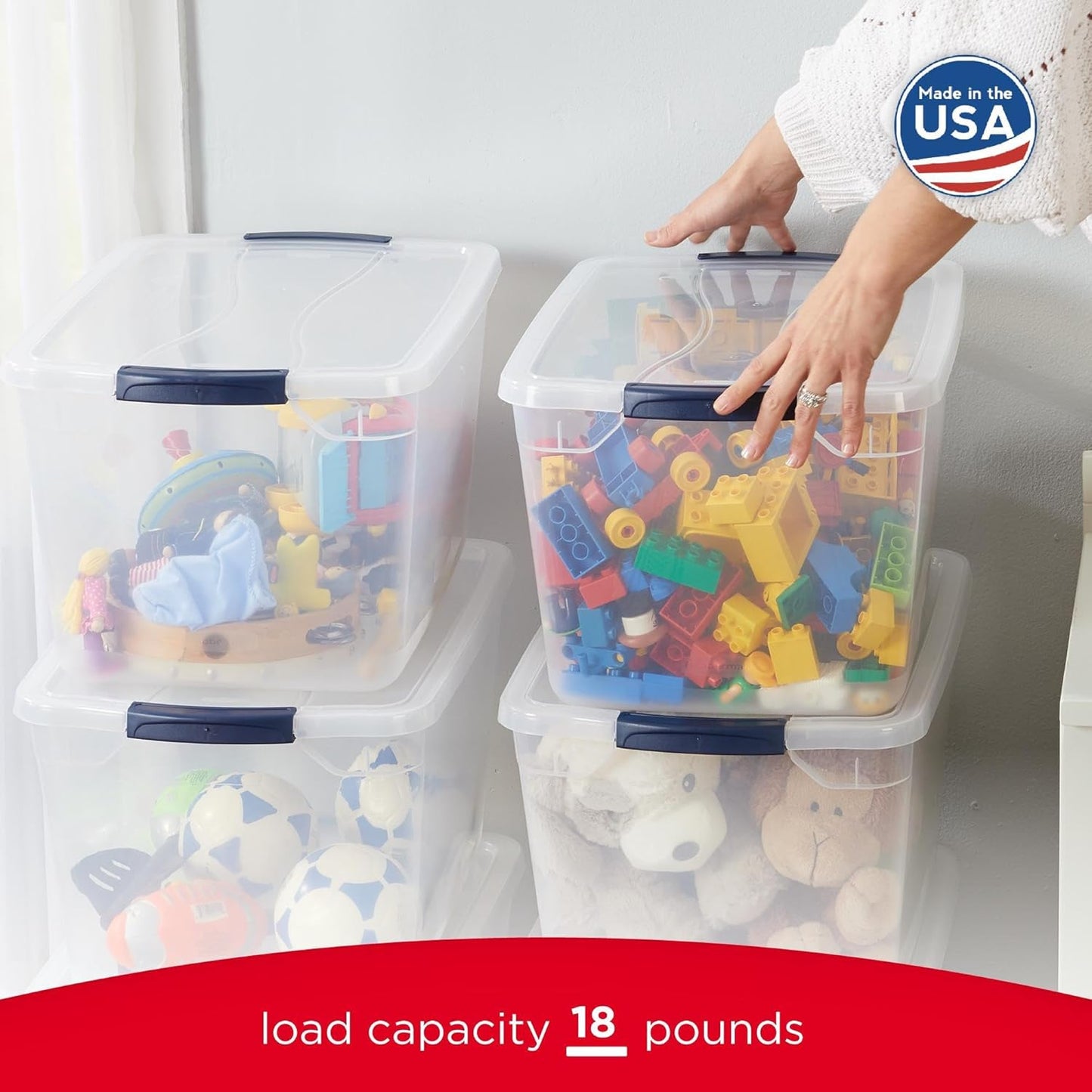 Rubbermaid Cleverstore Clear Storage Bins - 32 Qt, 6 Pack, Stackable with Lids for Home Organization