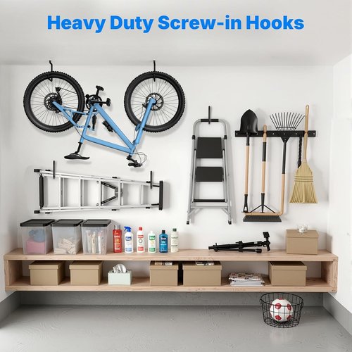 Housolution Heavy-Duty Bike Hooks - 8-Inch Wall & Ceiling Mount | 75 LBS Capacity, Anti-Slip Coating, 4-Pack