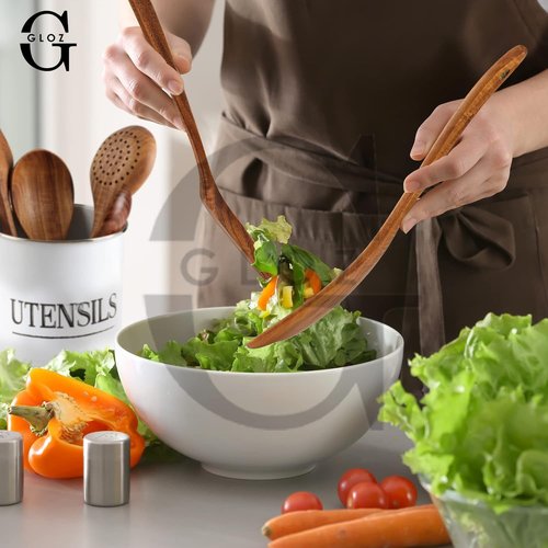 GLOZ Kitchen 6-Piece Wooden Spoons for Cooking-Smooth Teak Wooden Utensils for Cooking Comfort-Grip Wood Spoons for Cooking spoons