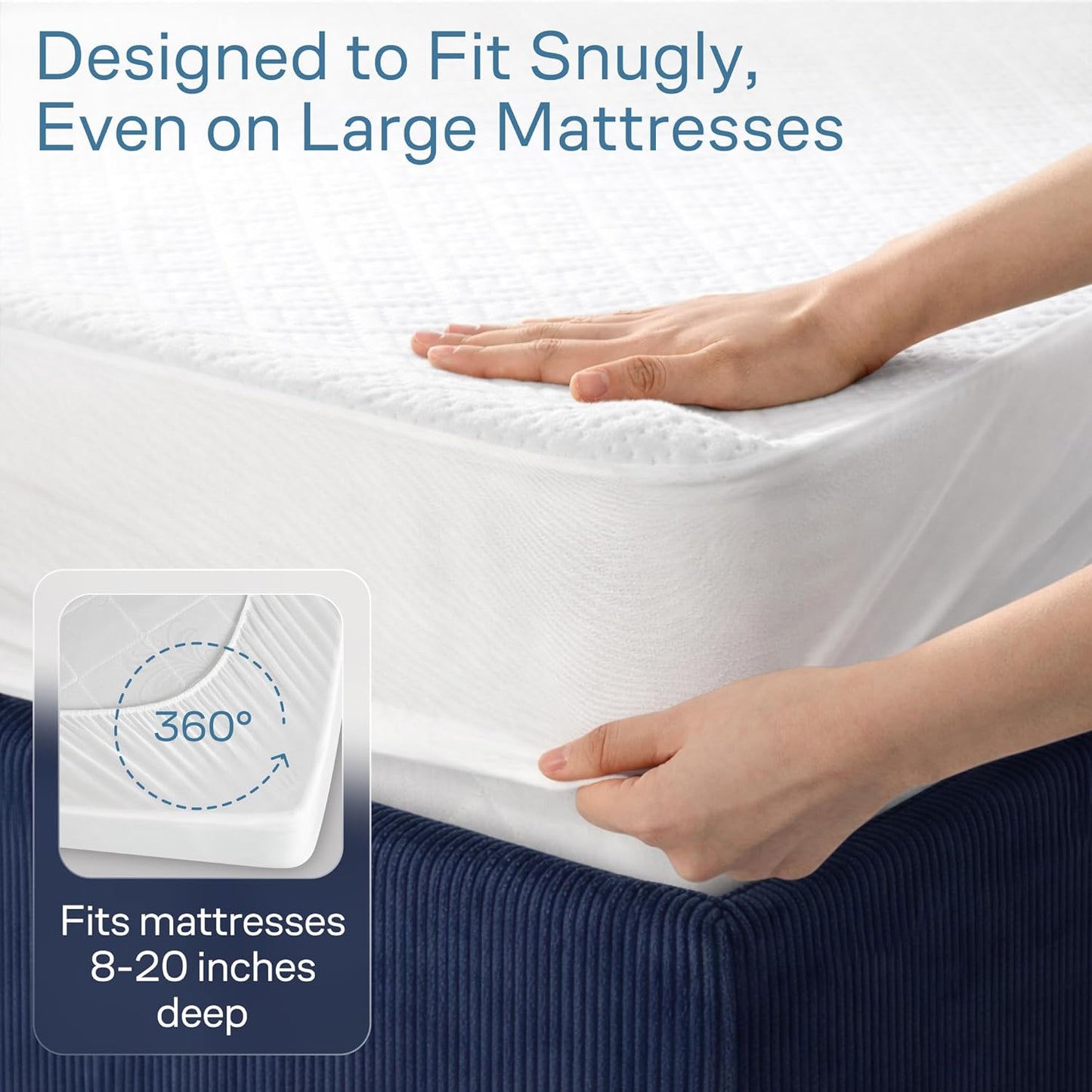 100% Waterproof Twin Mattress Protector - Noiseless Cooling Viscose from Bamboo | 360° Protection Against Spills & Stains (White)