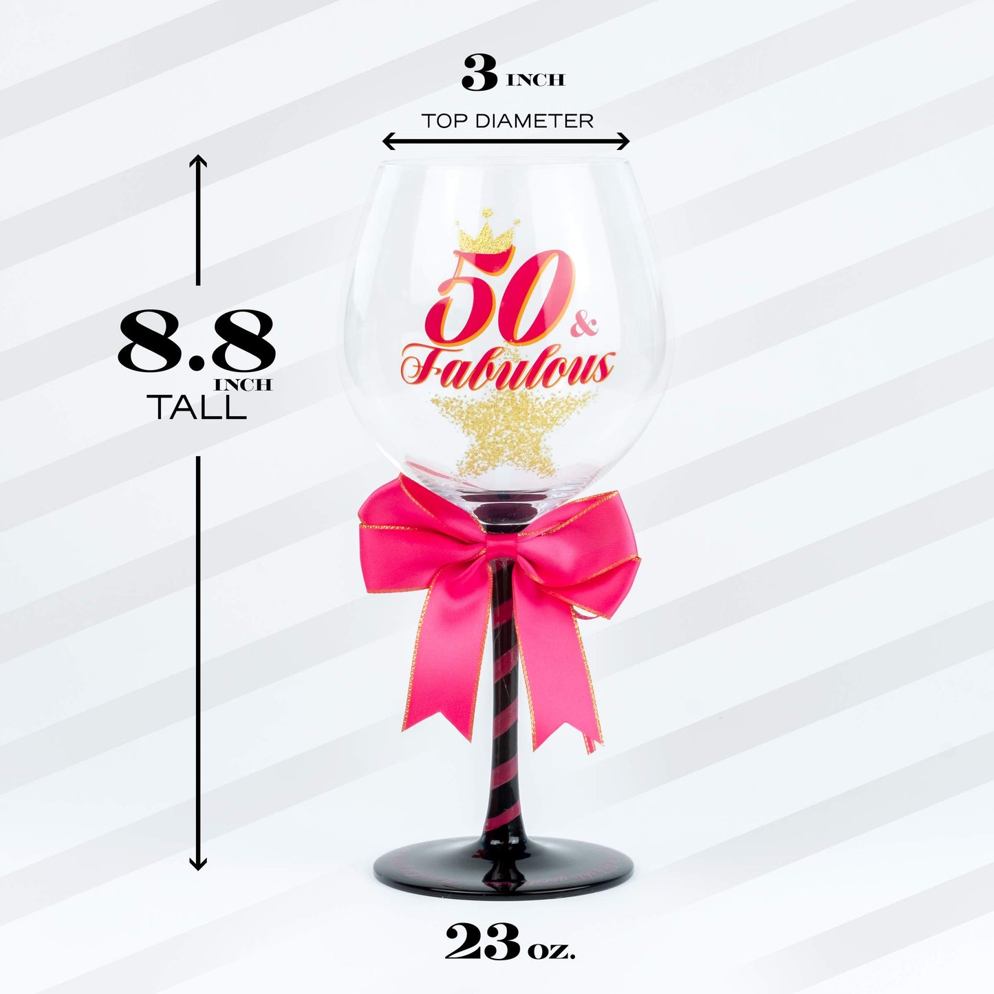 SAY HO UM 50 and Fabulous Birthday Wine Glass for Women | Fun Gift for Woman Turning Fifty Years Old | Mom, Best Friend, Aunt, Cousin, Co-Worker | Big 23 oz, 8.8 Inch Wine Glass