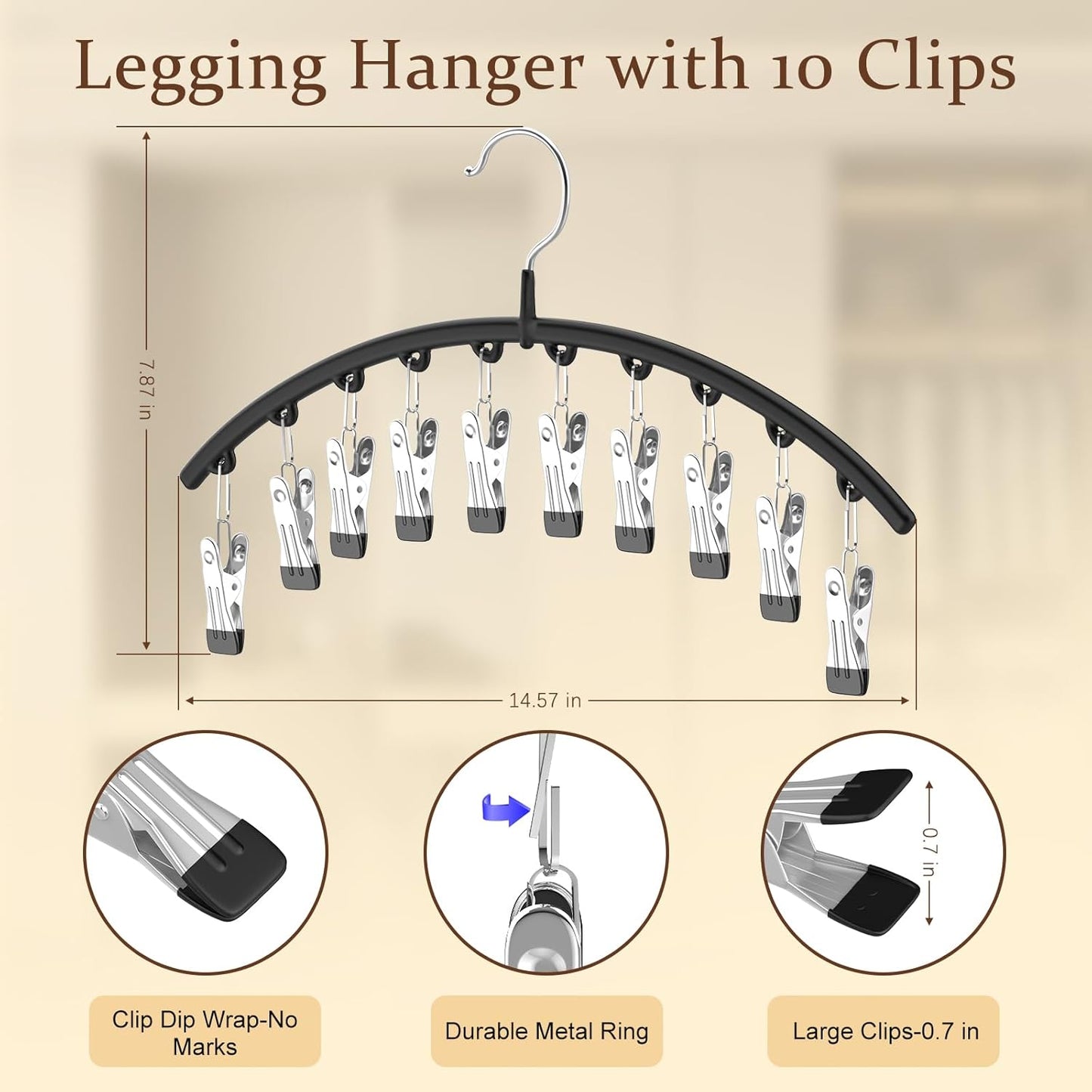 Volnamal Legging Organizer & Bra Hanger - 2-In-1 Space-Saving Design for 30 Leggings & Bras