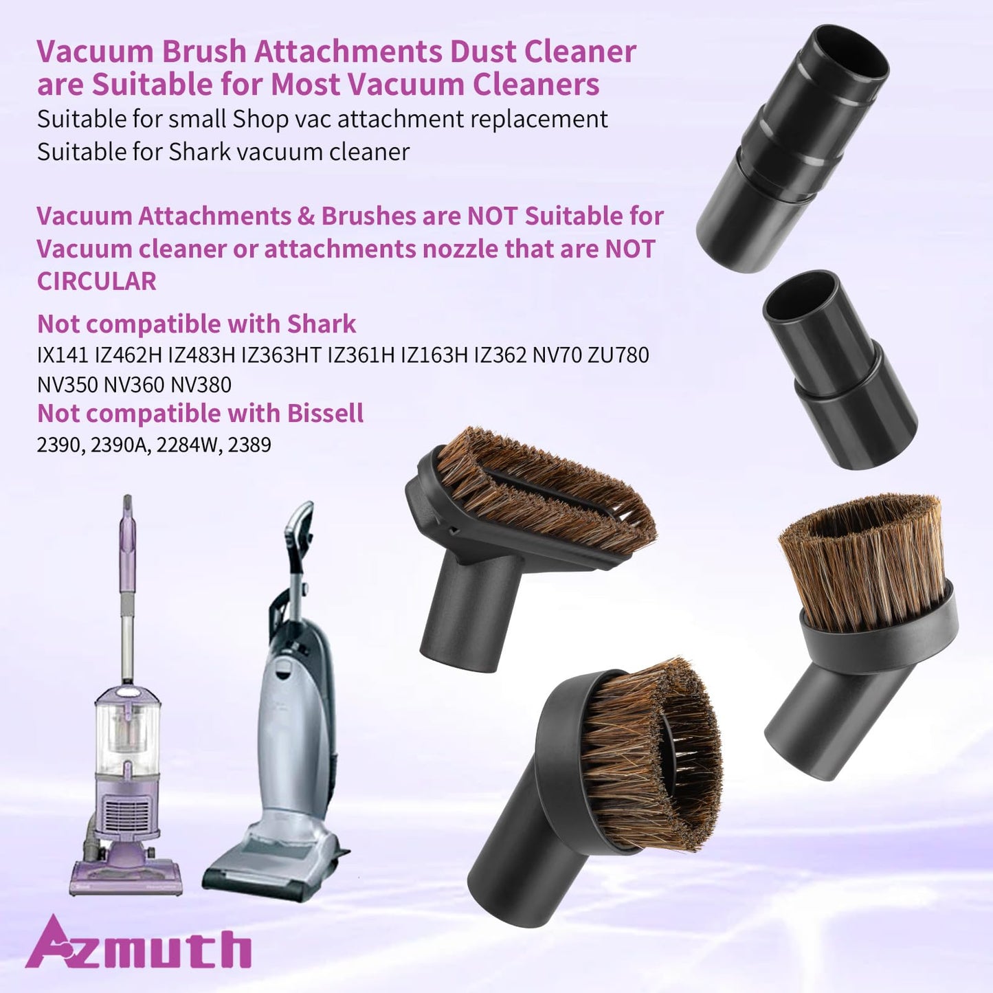6 Pack For Shark Vacuum Attachments Replacement Shark Vacuum Brush Attachment with Vacuum Hose Adapter, 1 1/4 Vacuum Attachments for Multiple Household Vacuum Cleaners