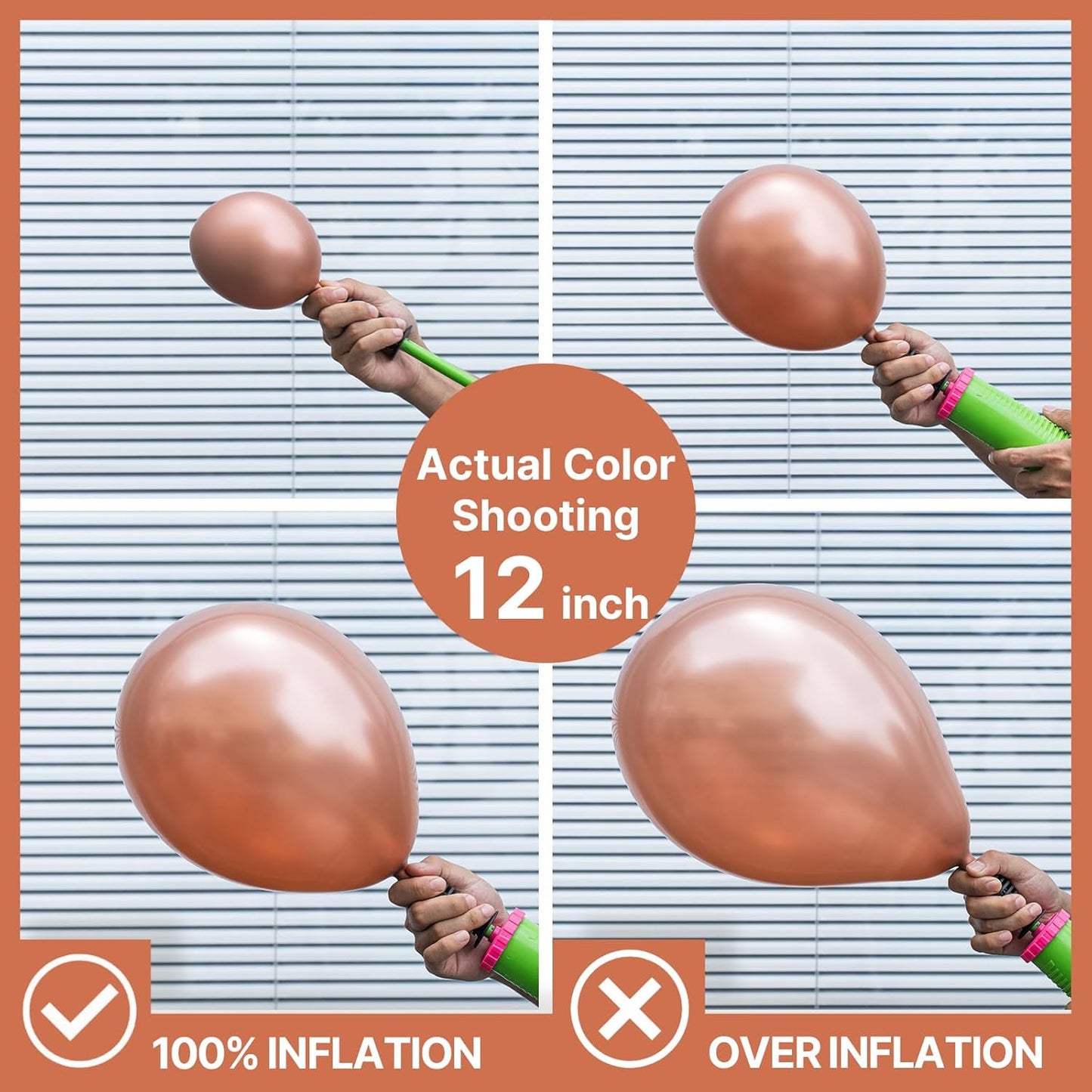 PartyWoo Rose Gold Balloons - 100pcs 12 Inch Metallic Chrome for Weddings & Celebrations