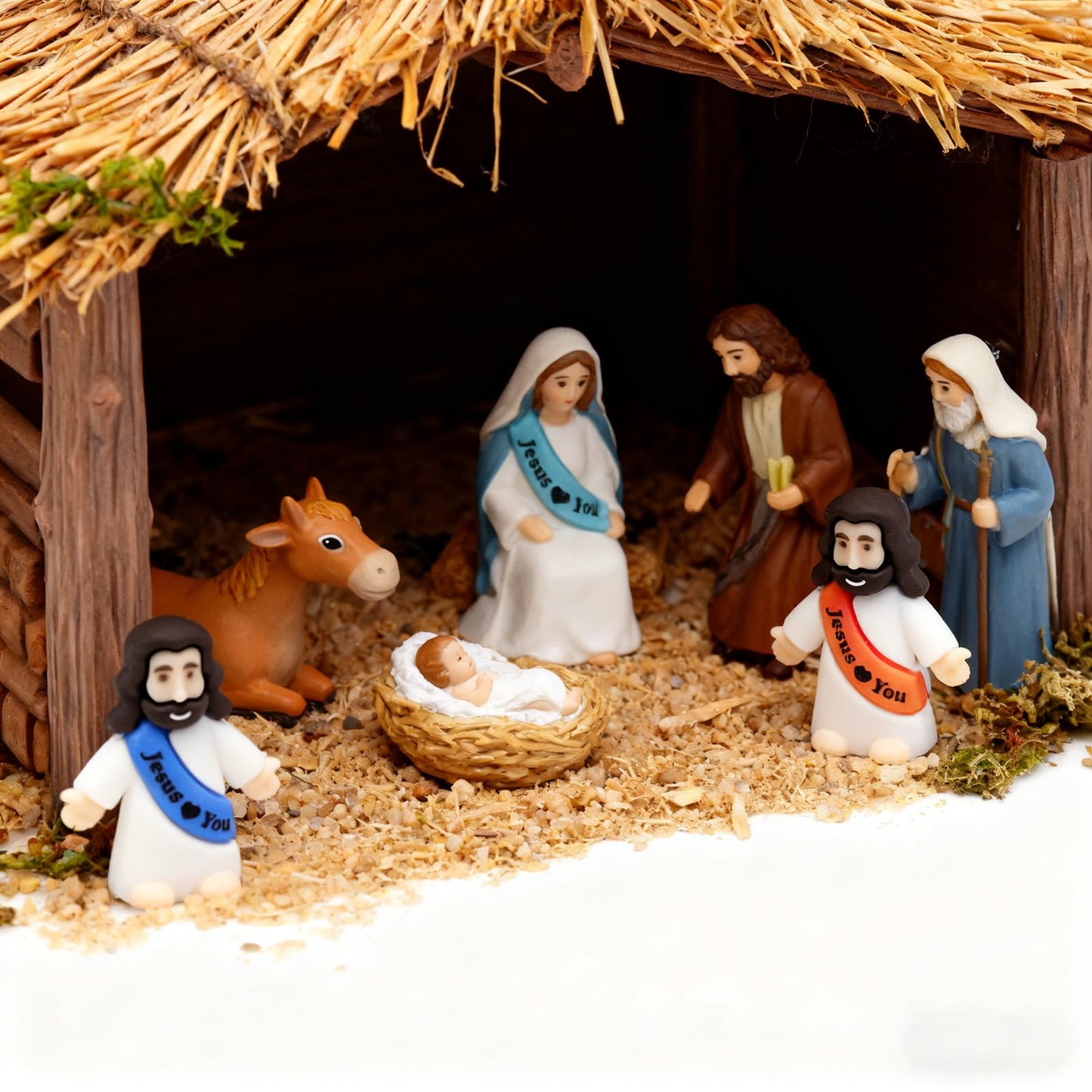 Owurha 100 Pcs Jesus Love You Mini Figures Baby Jesus Figurines in Bulk Tiny Miniature Religious Figures for Hide and Seek, Sunday School, Religious Party Favors, Baptism Gifts, Easter Egg Stuffers
