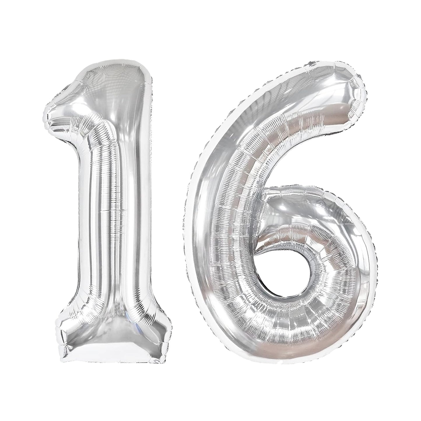 Silver Number 16 Balloon 40 inch, 16 Number Balloons, 16th Silver Birthday Decorations for Girls Boys Kids, 16 Year Old Silver Party Supplies
