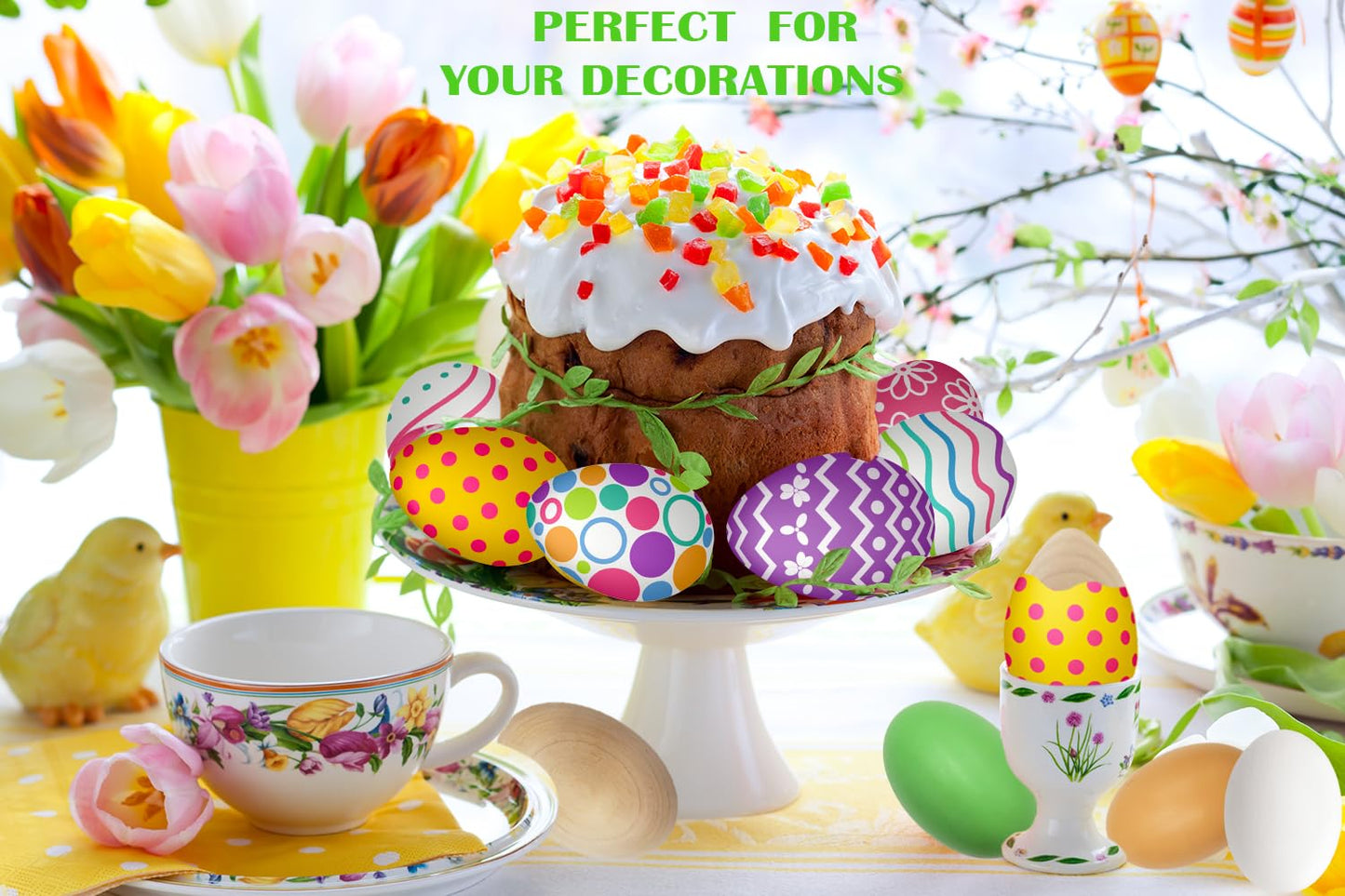 Chochkees Wooden Easter Eggs, White Wooden Eggs, 2.3" Inches (12-Pack)