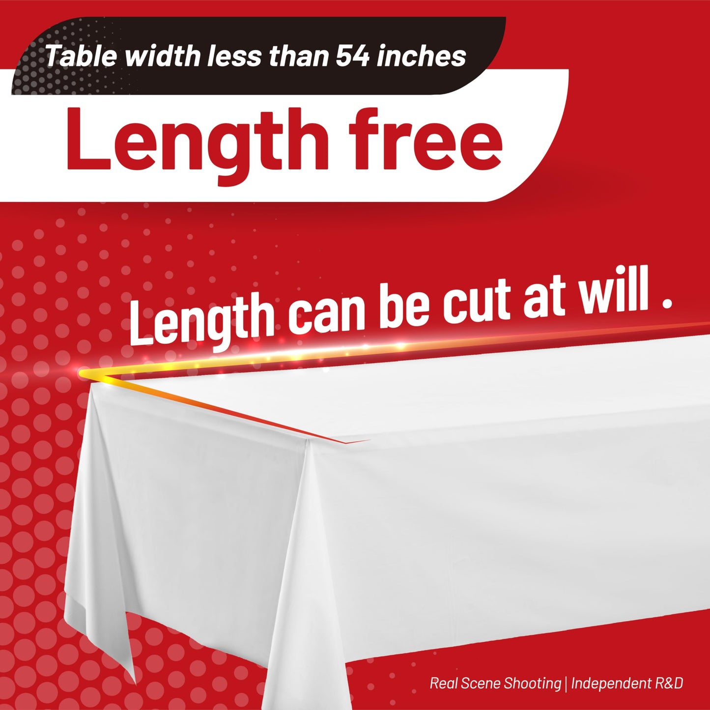 Airbin Plastic Table Cloth, 310 Ft X 54 in Disposable Tablecloth White Plastic Tablecloth with Any Cut Sliding Cutters Premium Table Cover Roll for Picnics, Parties, Birthdays, Weddings