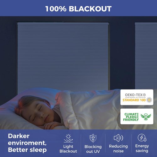 Allesin Cellular Shades Cordless Blackout Honeycomb Blinds for Indoor Windows, Thermal Insulated Window Shades Noise Reduction, Easy to Install, Perfect for Bedroom/Living Room, White - H64 x W26