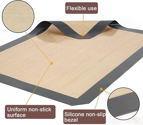 Inmorven Non-Stick Silicone Baking Mats - Food Safe & Reusable Heat Resistant | 2-Pack Set