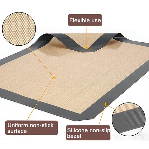 Inmorven 2-Pack Non-Stick Silicone Baking Mat, Food Safe Non Slip Heat Reusable Silicone Liner Sheet for Baking Cookies Pastries Bread Rolling Dough Oven Tray