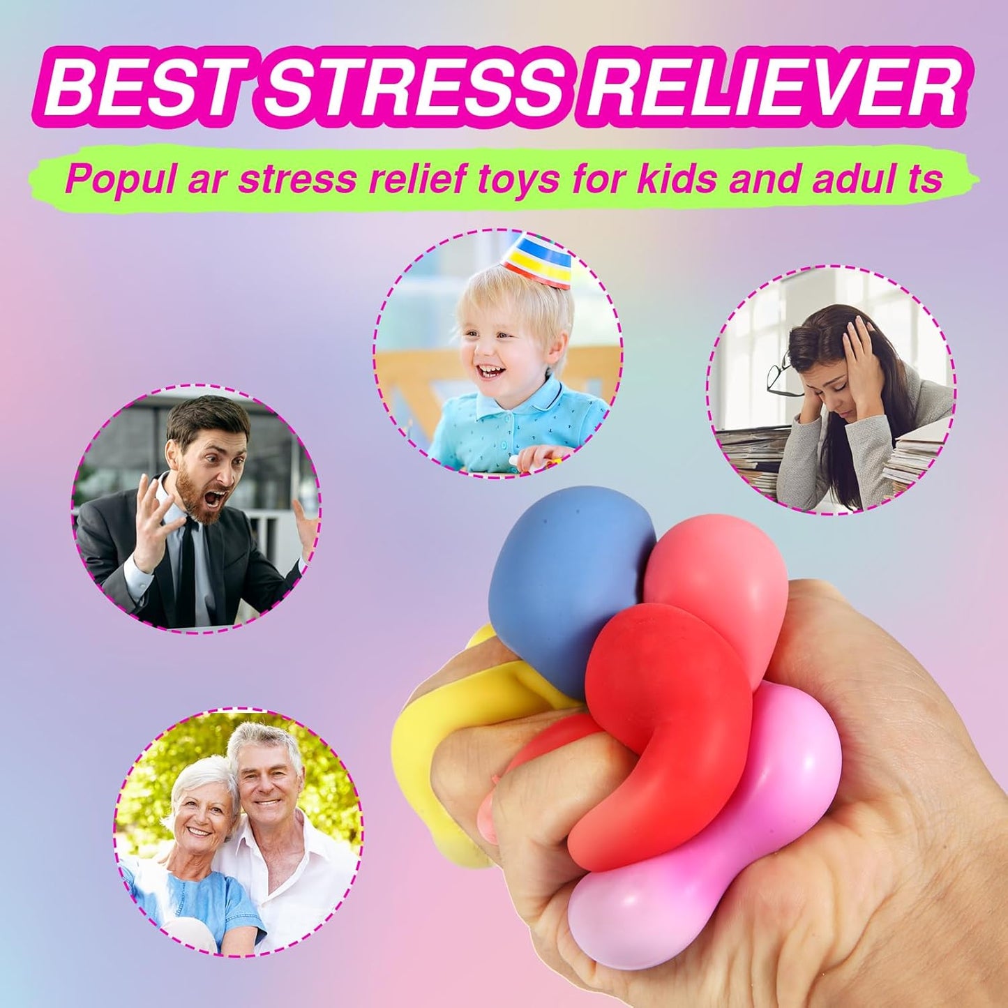 Skiennix 24 Pack Stress Cubes - Soft, Slow Rising Fidget Toys for Anxiety Relief | Perfect Classroom Party Favors