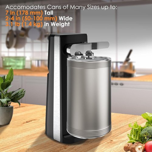 Davivy Electric Can Opener - One Touch Lid Opener with Removable Stainless Steel Cutter | 3-in-1 Design (Black)