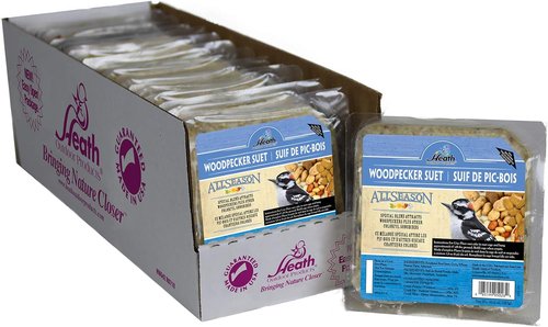 Heath Woodpecker Suet Cake - 12 Pack, 10oz Each | No Melt Blend Attracts Woodpeckers & Songbirds