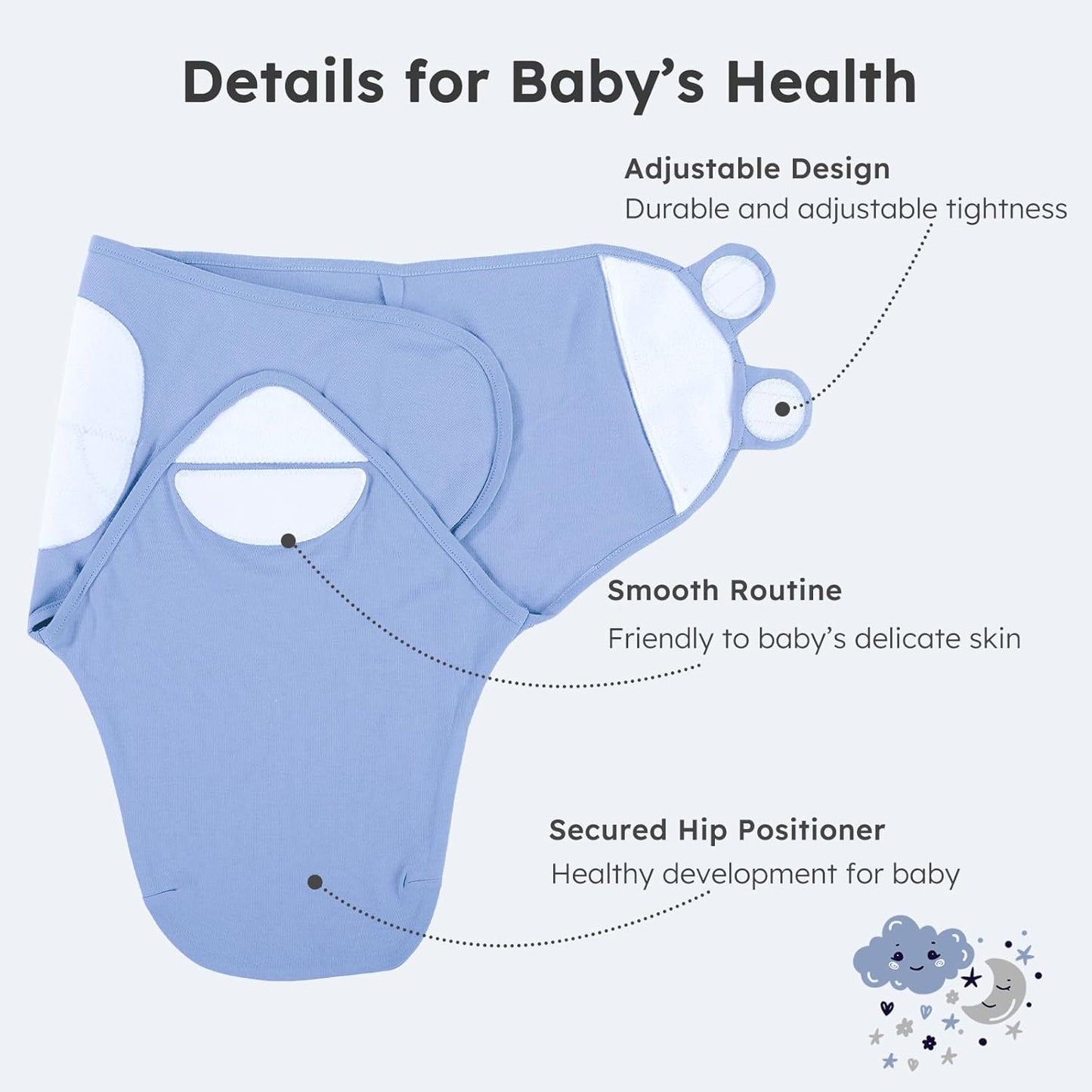 Yoofoss Baby Swaddles - 100% Cotton Adjustable Swaddle Sack | Breathable Soft 3-Pack for 3-6 Months