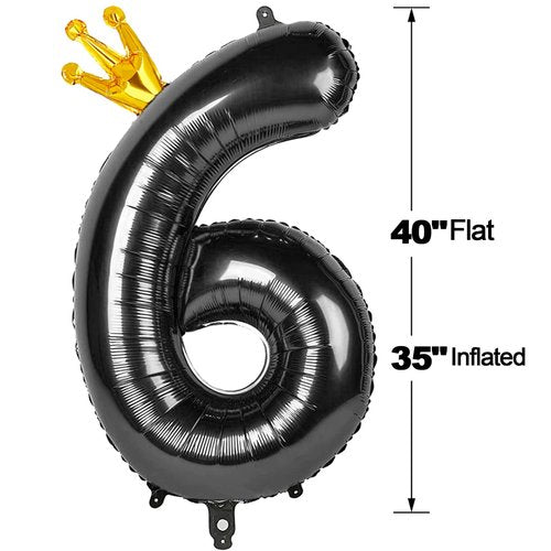 Black 6 Balloon, 40 Inch Number Balloon, wednesday Party Decorations, Black Party Supplies 6th Balloons for Birthday, 6 Birthday Balloon, Number 6 Balloon.