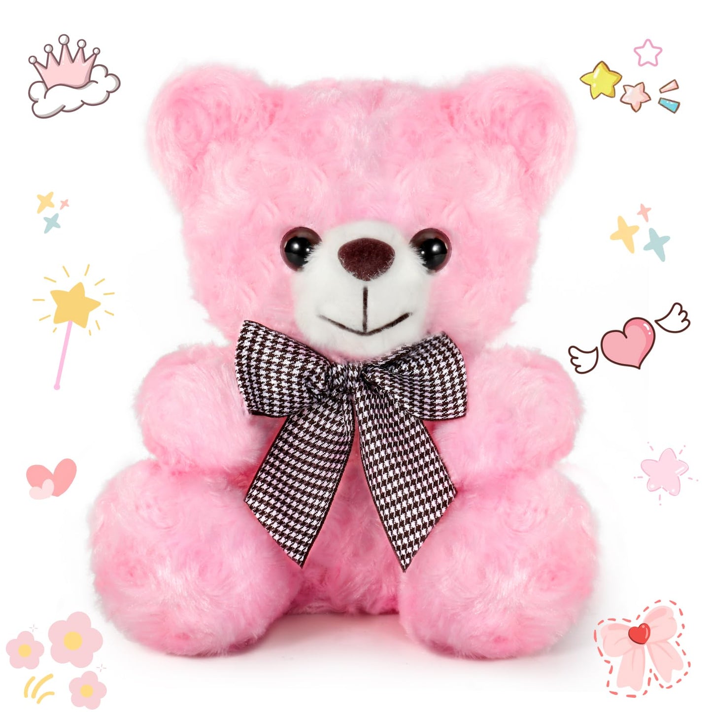 Mothers Day Bear Gifts for Mom, Pink Teddy Bear Stuffed Animal, Valentines Day Gifts for Kids, Bear Gifts for Girlfriend, 8″ Soft Stuffed Bear Toy for Kids 3+, Teddy Bear Baby Shower Deco