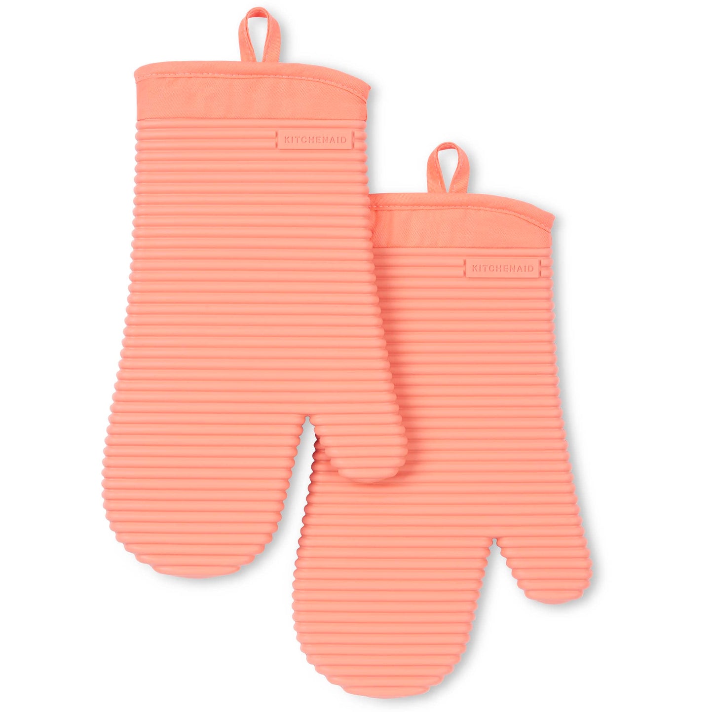 KITCHENAID Ribbed Soft Silicone Oven Mitt 2-Pack Set, 7.5"x13", Bird of Paradise