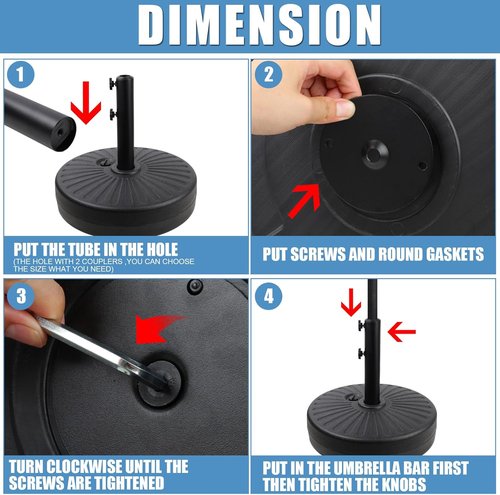 Heavy Duty Umbrella Base Stand by [Brand Name] - Steel Holder, Fillable with Water/Sand, 50lbs Capacity, 20inch | Black