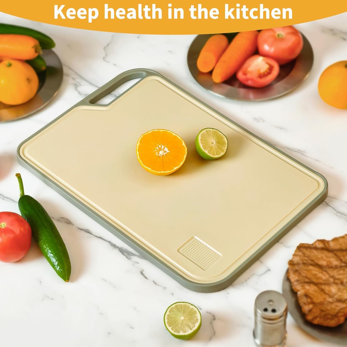 Skiennix Stainless Steel Cutting Board - Easy to Clean, Double-Sided, Large 13.4 x 9 Inch | Dishwasher Safe