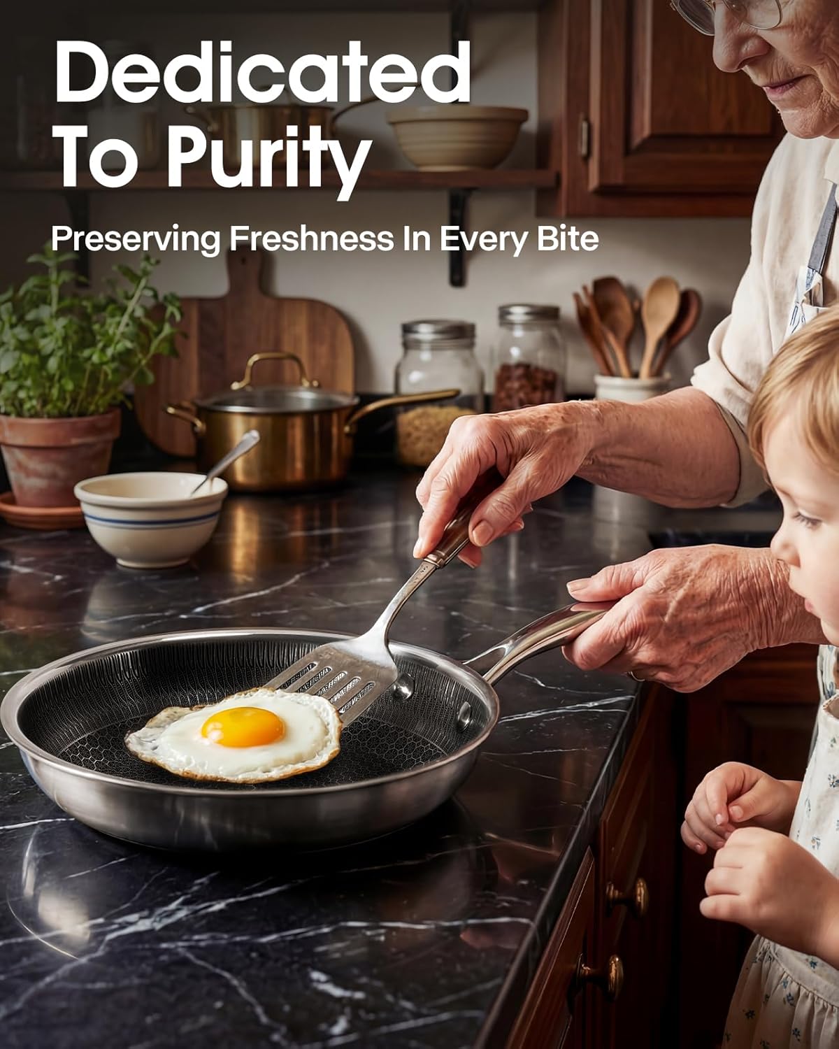 USELUCK Nonstick Frying Pan - 8-Inch Skillet with Honeycomb Surface, Oven-Safe & PFAS-Free