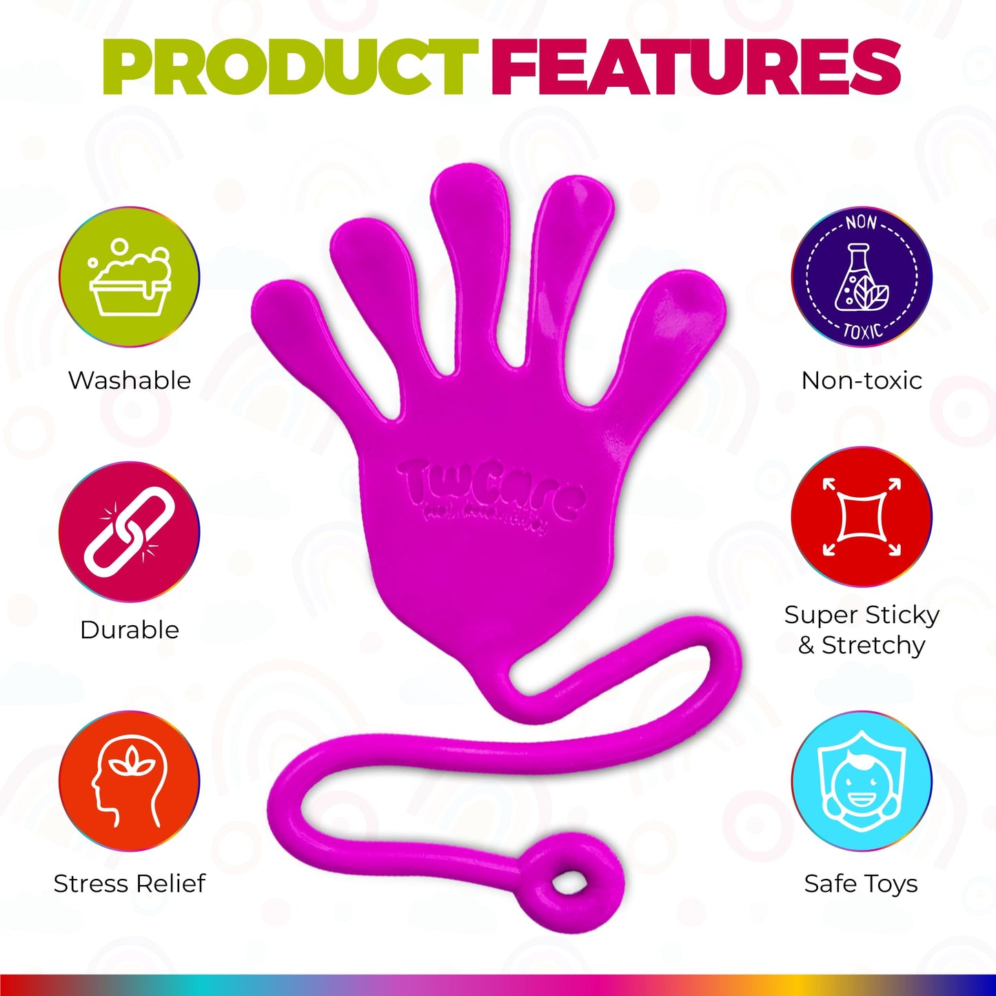 Jumbo Giant Sticky Hands, 13-in Total Length (2 Pack Assorted) Mega Large Fun Stretchy Silly String Toy for Kid Adult, Stress Anxiety ADHD Relief, Party Favors, Birthday Gift, Classroom Prizes
