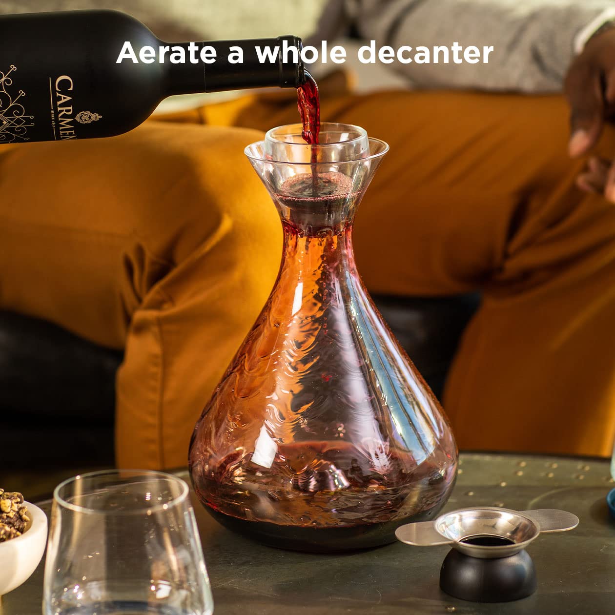 Rabbit Wine, Wine Aerator with Sediment Strainer and Stand, Hand-Free Wine Decanter for Red Wine Lovers, 3.35 x 3.35 x 5.6 IN