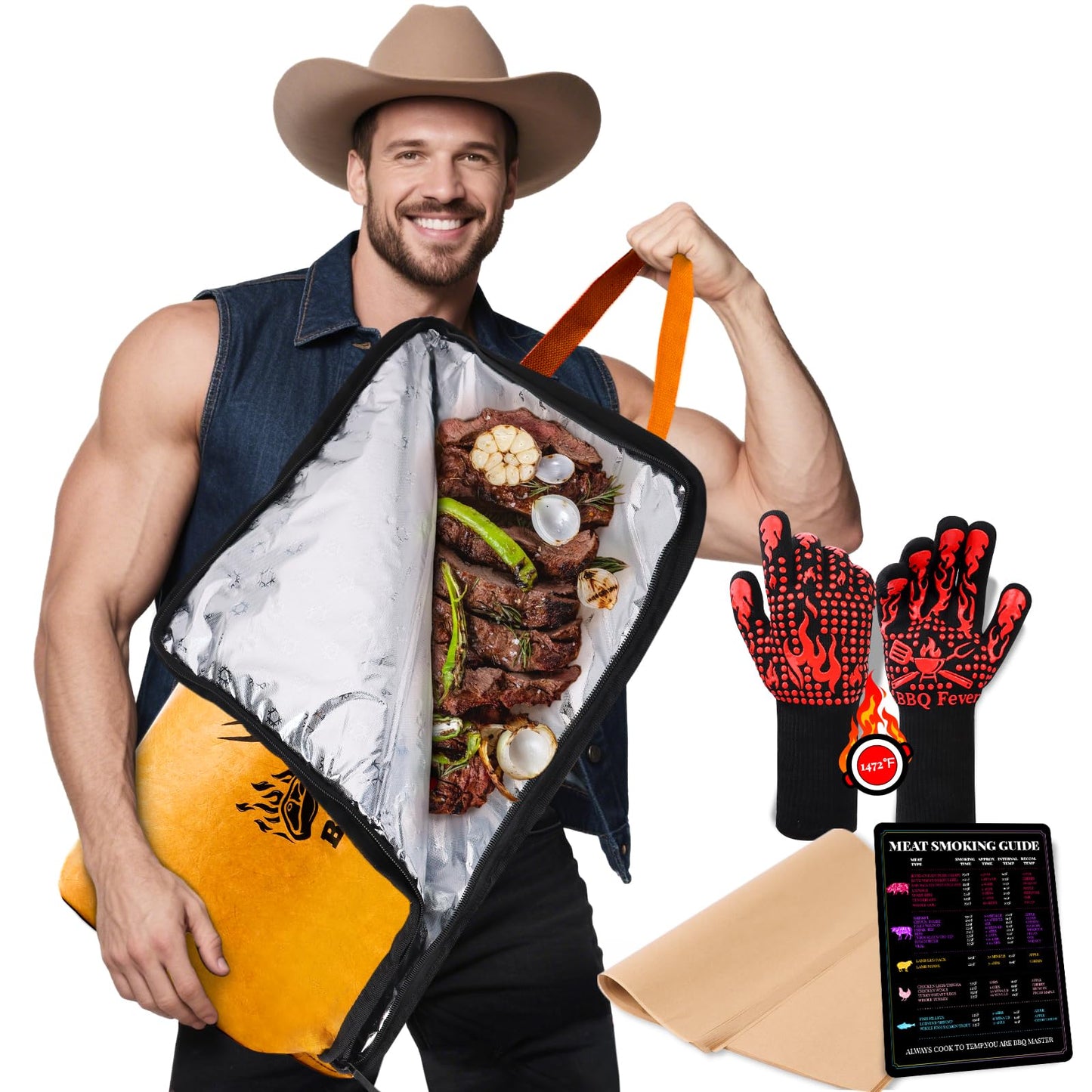 BBQ Gifts for Men, BBQ Blanket for Resting Meat, Grilling Gifts for Him on Fathers Day, Anniversary Birthday Gifts for Dad Husband Grandpa BBQ Lovers, BBQ Accessories for Men