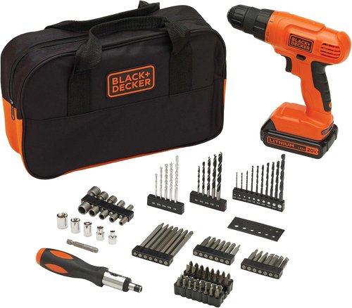 BLACK+DECKER 20V MAX* Cordless Drill Driver Kit - 100-Piece Tool Set with Battery & Charger, Orange