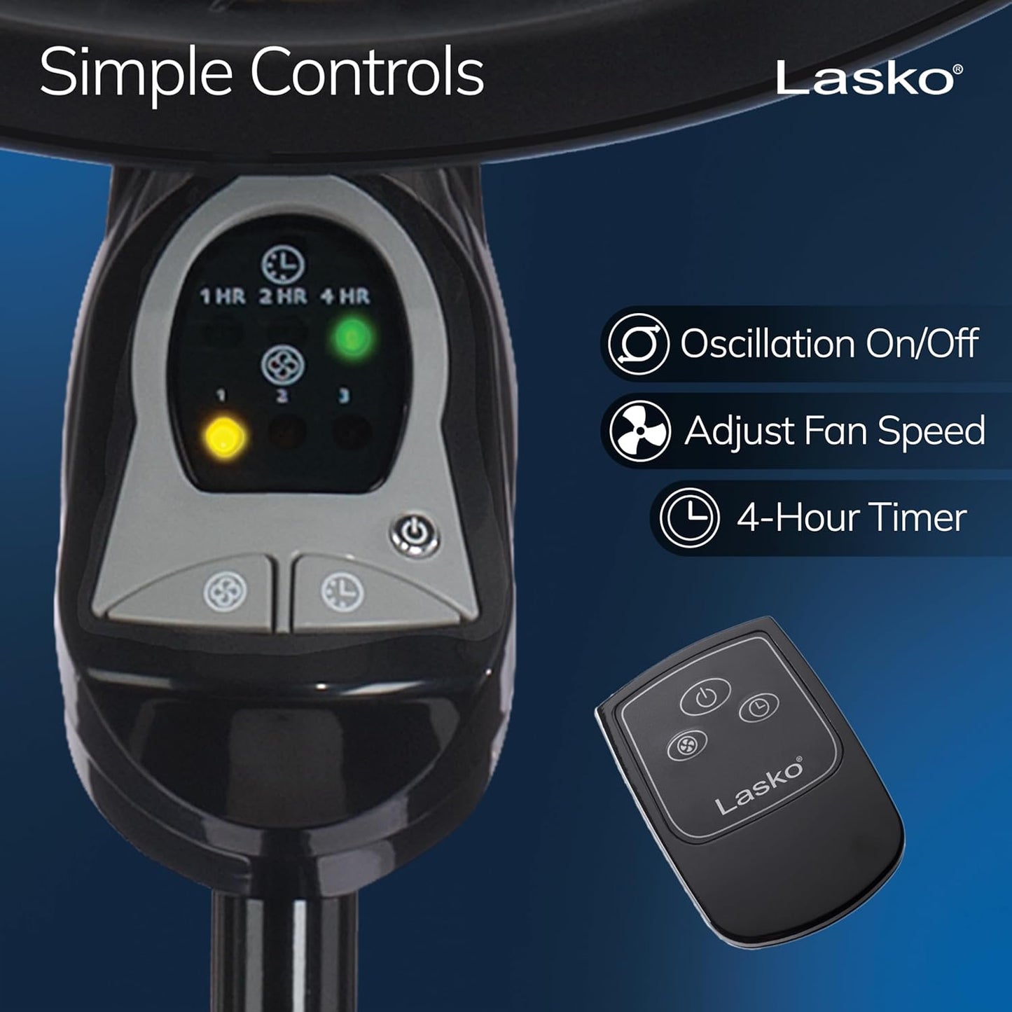Lasko Oscillating Cyclone Pedestal Fan - Adjustable Height, Remote Control, 3 Speeds | 18" Black