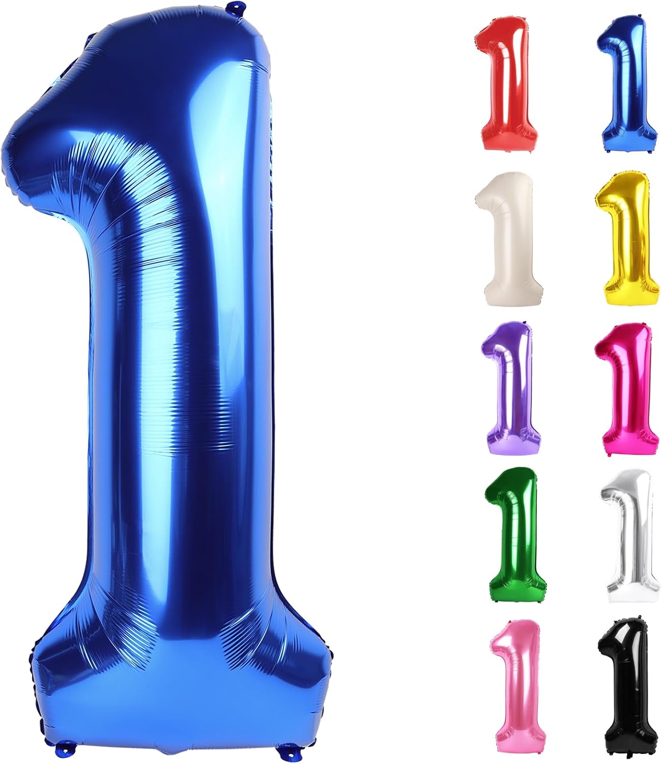 Metallic Blue Number 1 Balloon - 40 Inch First Birthday Decoration for Boys & Girls