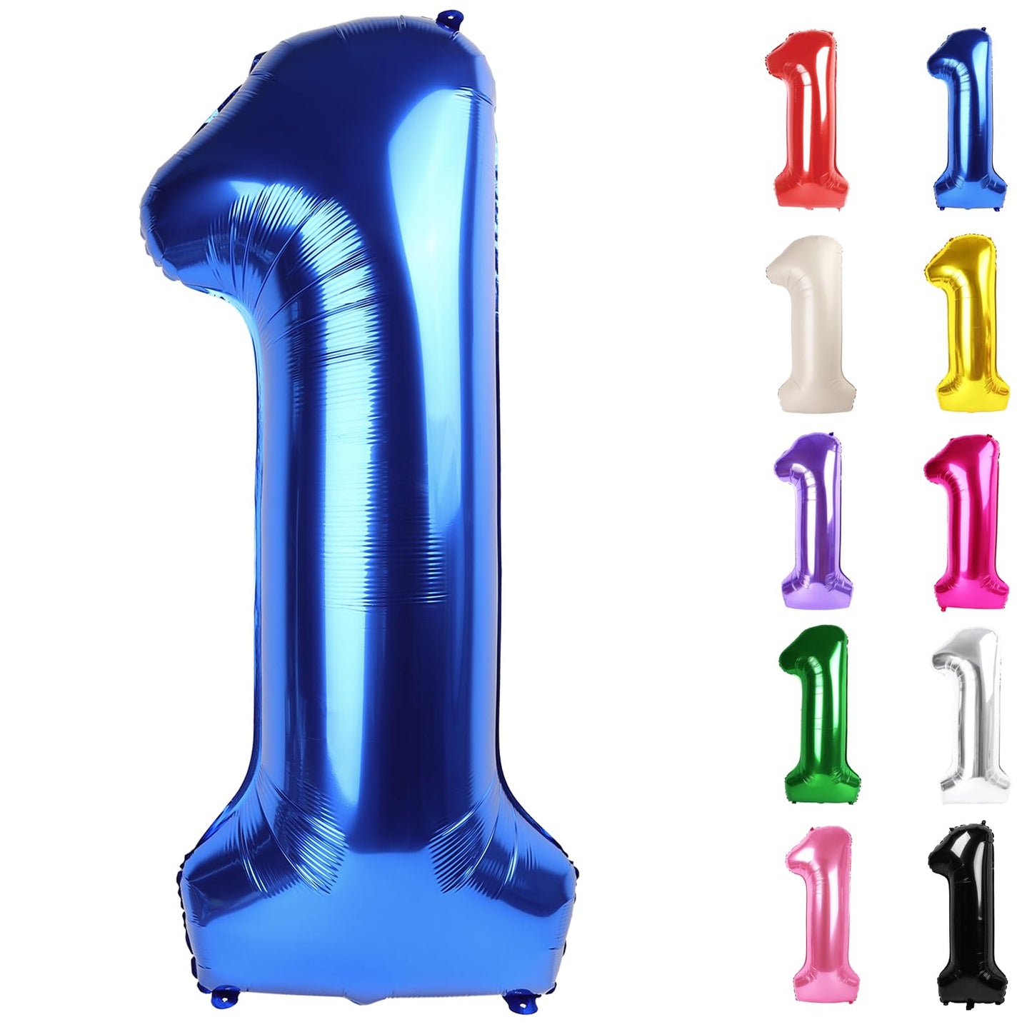 Metallic Blue Number 1 Balloon for First Birthday 40 Inch, 1st One Number Balloons Birthday Decorations for Girl Boy Toddler Baby
