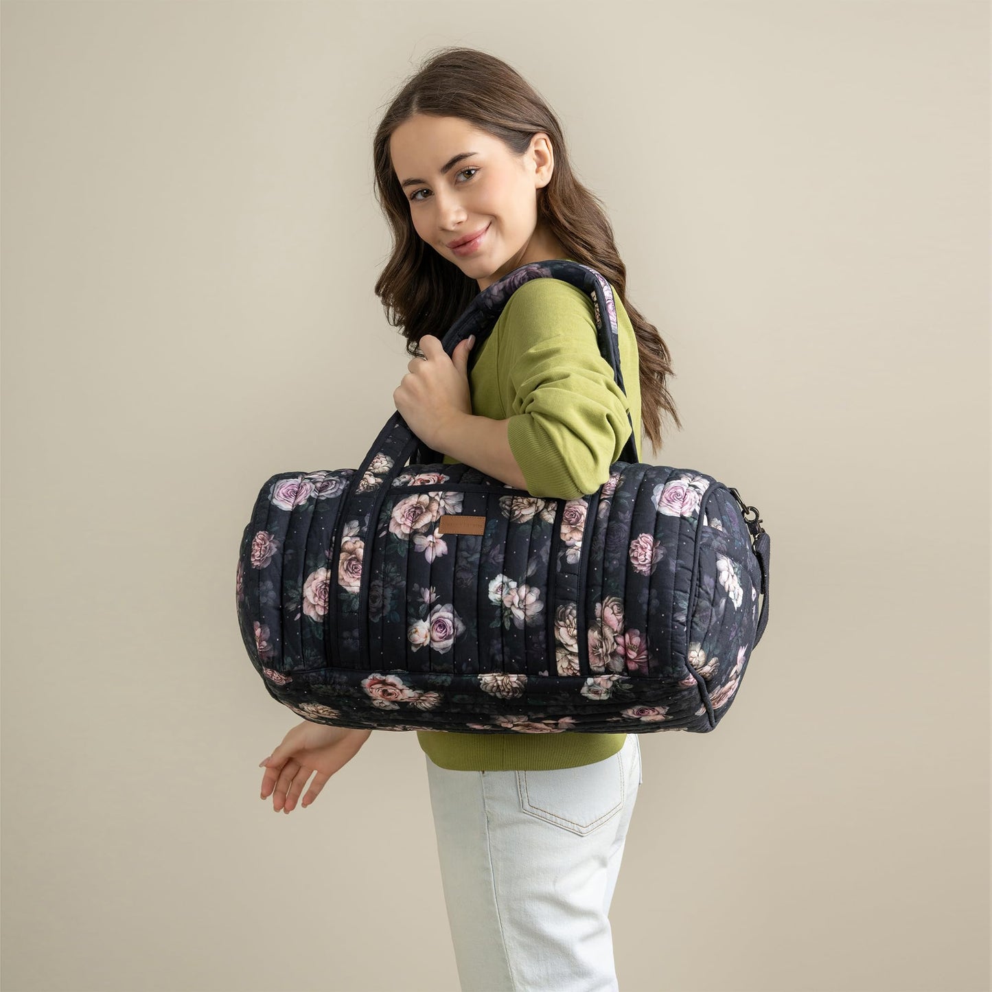 Maison d' Hermine Weekend Duffel Bags for Women Cotton Quilted Overnight Luggage Weekend Bag for Men Gym Sports Gifts Travel Business Travellers Trip Mothers Day Gifts -Colmar - Yellow